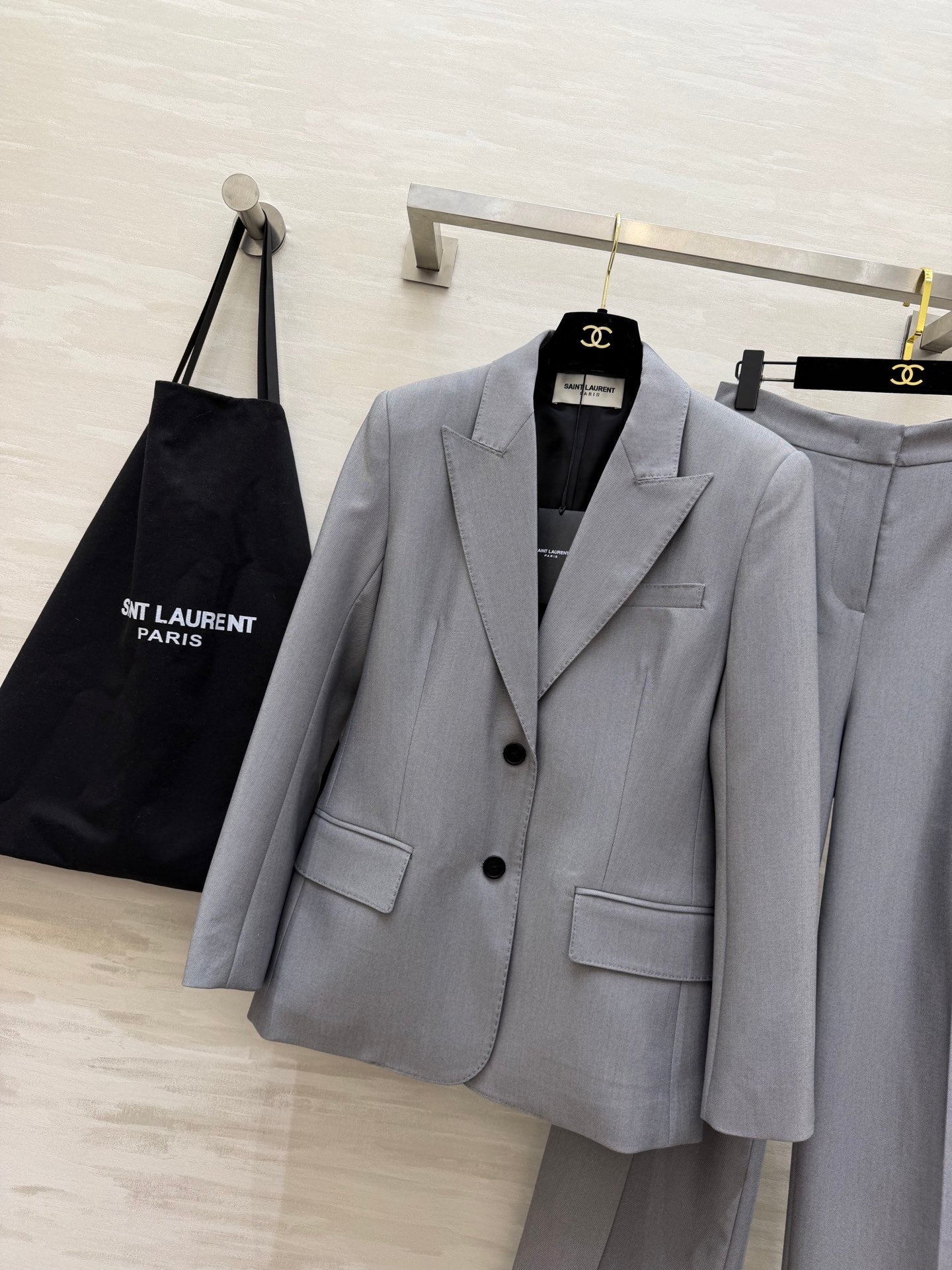 YSL 26s Suit Set Grey Wool 363619