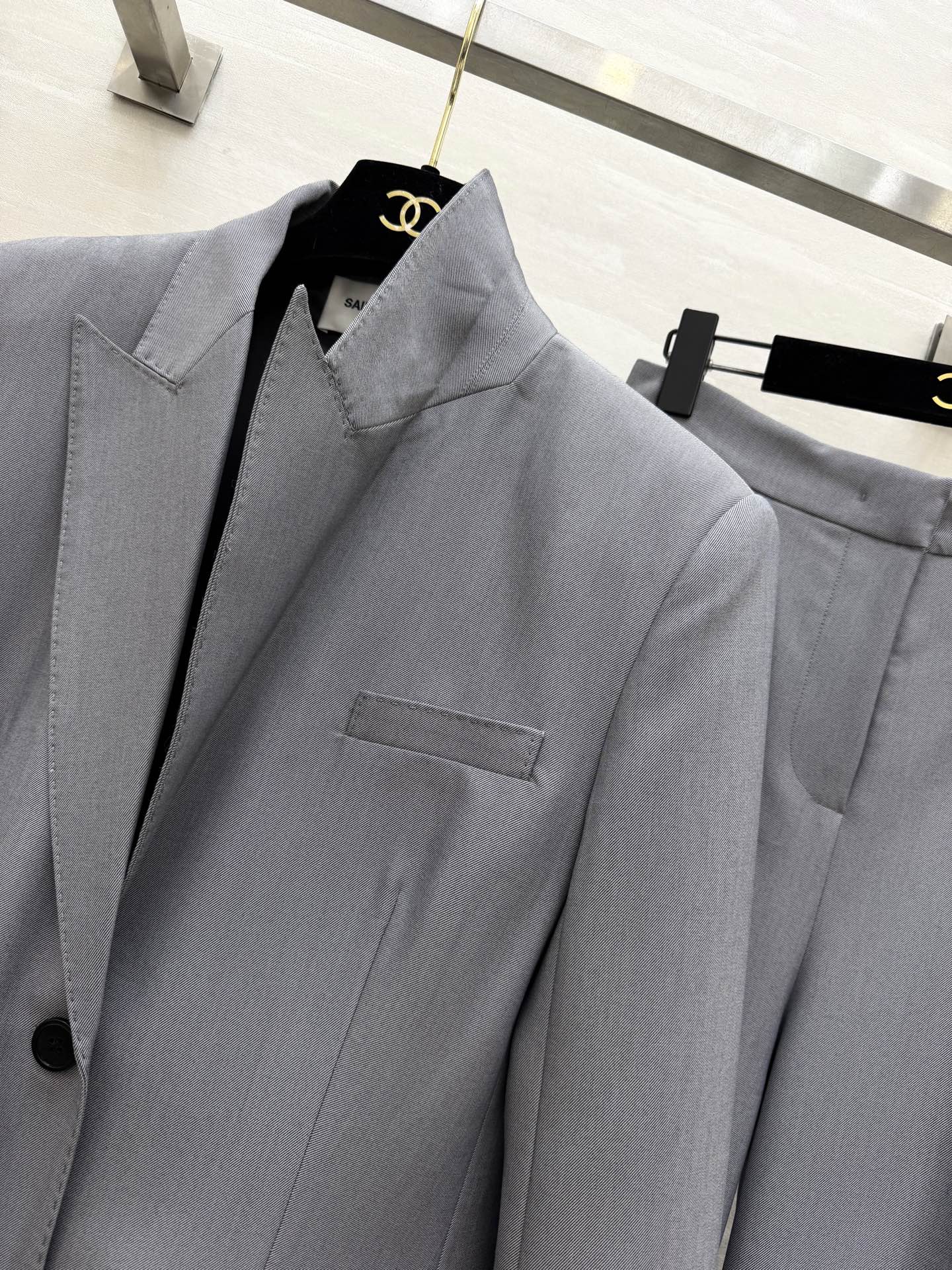 YSL 26s Suit Set Grey Wool 363619