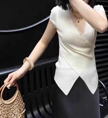 CD 26s Cross-Over Top White Wool 363569
