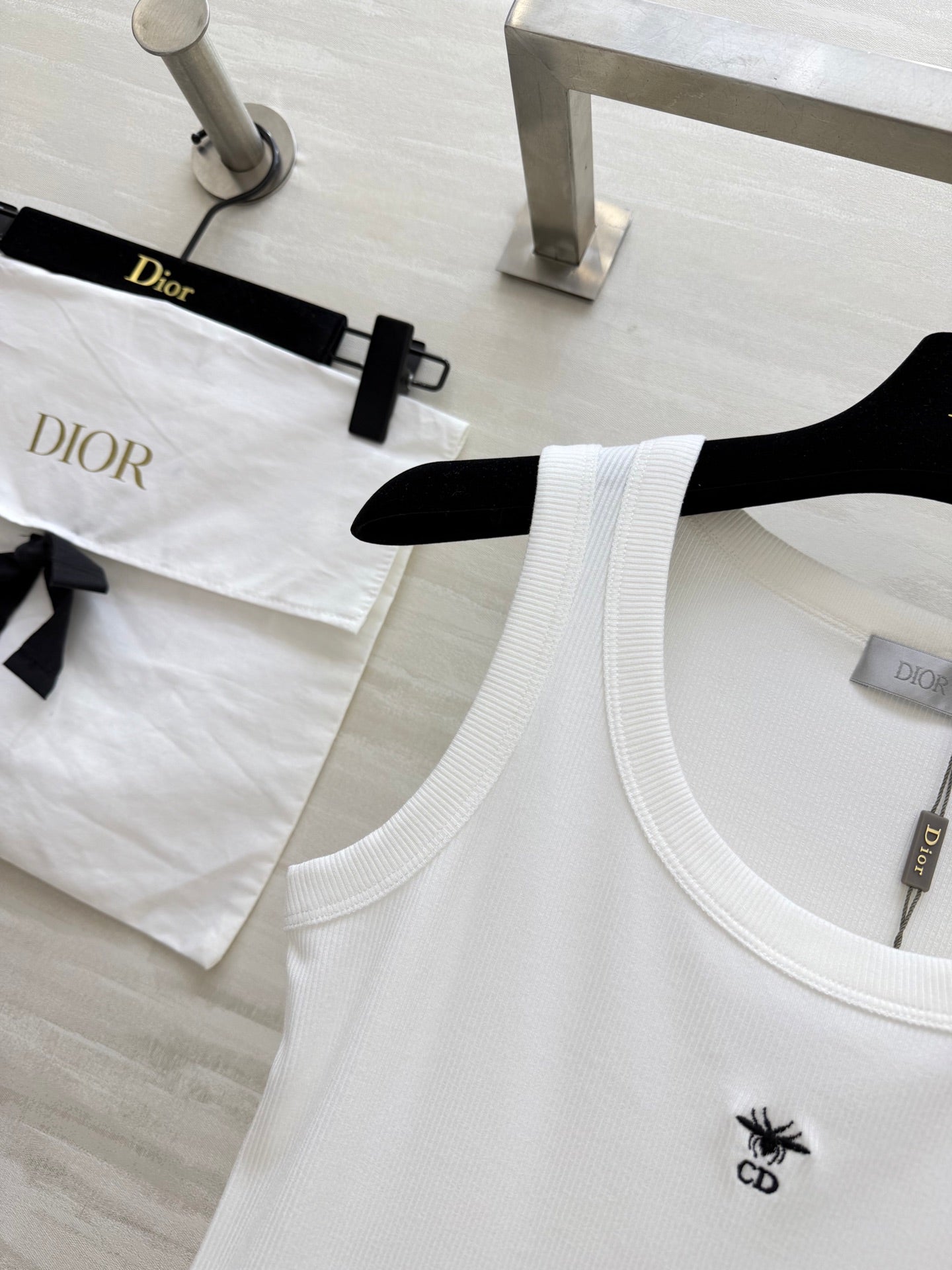 CD Dioriviera Tank Top White Cotton Linen 363553