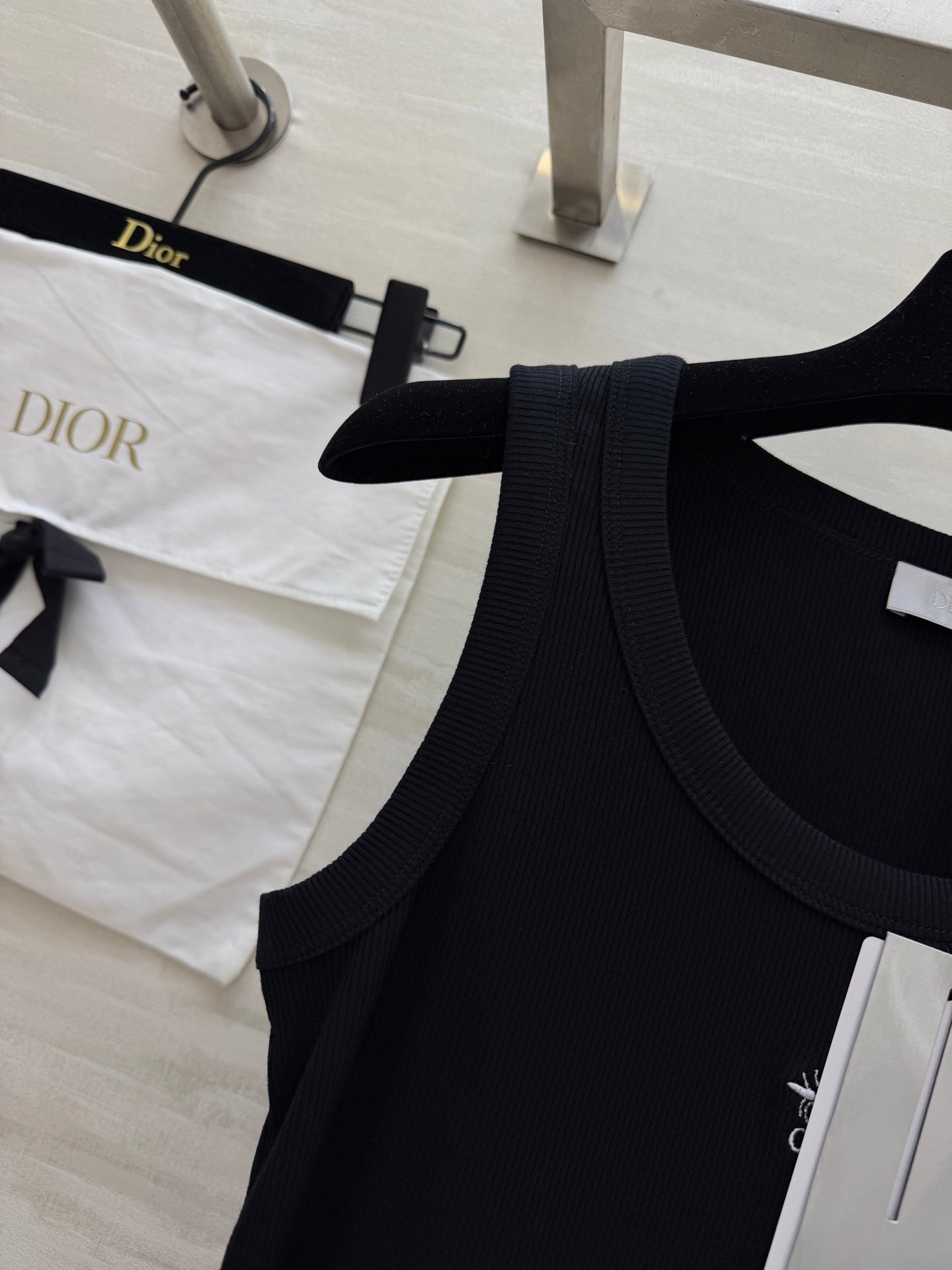 CD Dioriviera Tank Top Black Cotton Linen 363555