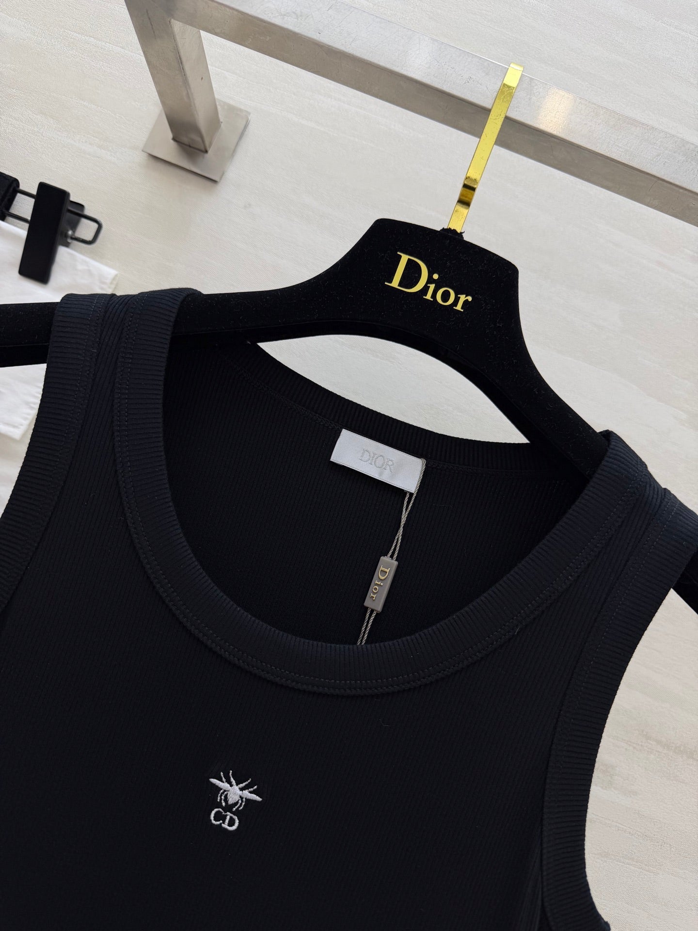 CD Dioriviera Tank Top Black Cotton Linen 363555