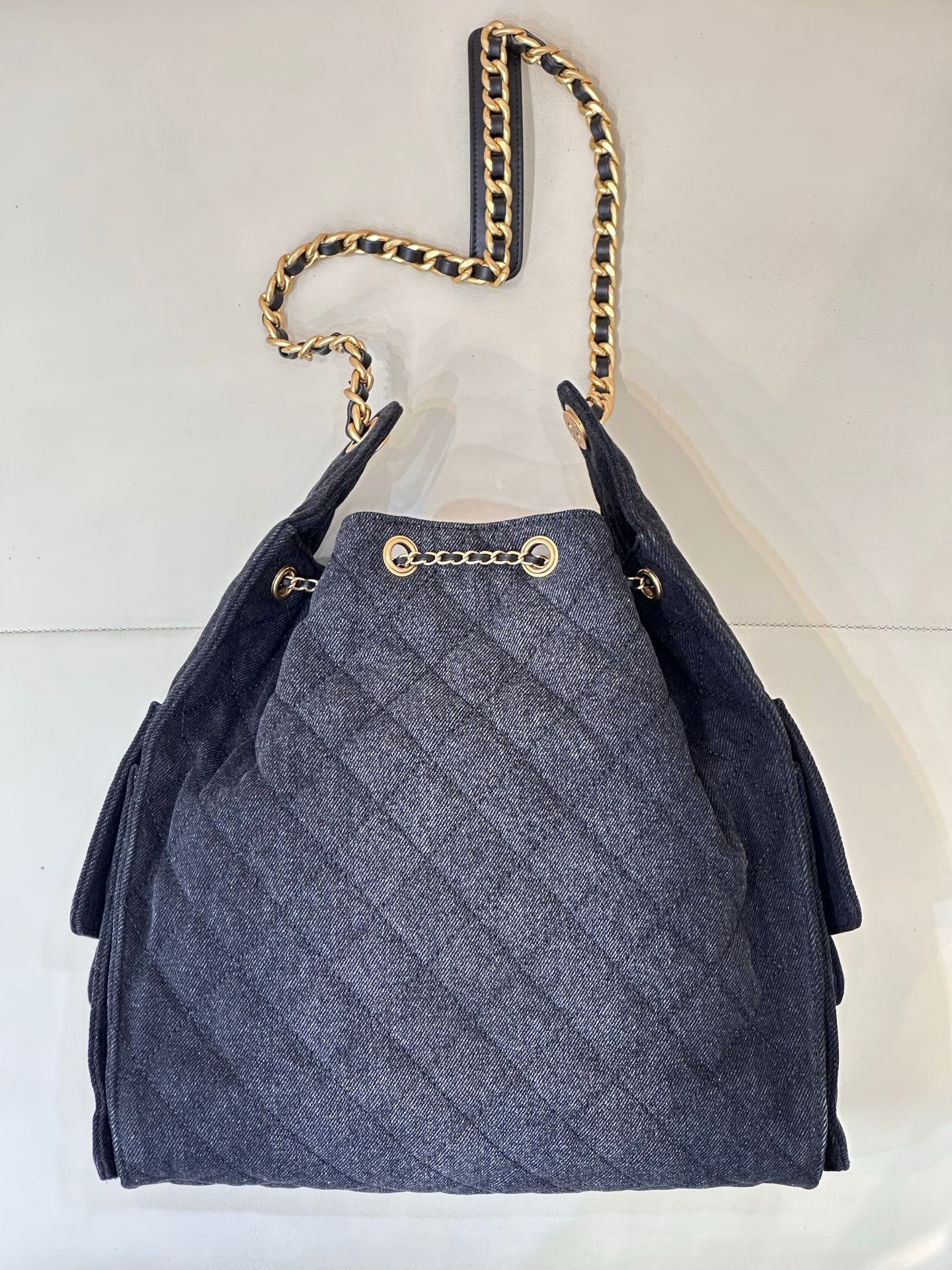 CC 25C Hobo Bags 40cm Dark Blue Mix White Denim