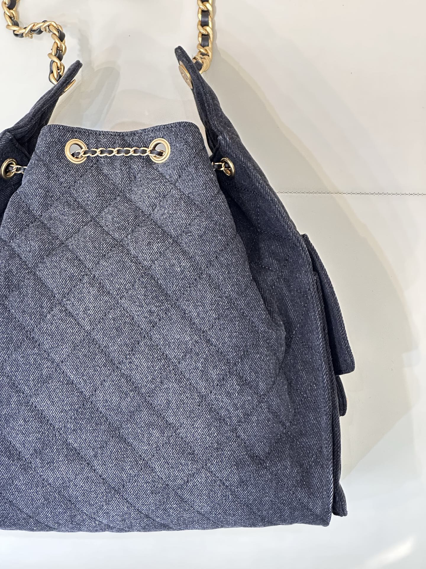 CC 25C Hobo Bags 40cm Dark Blue Mix White Denim