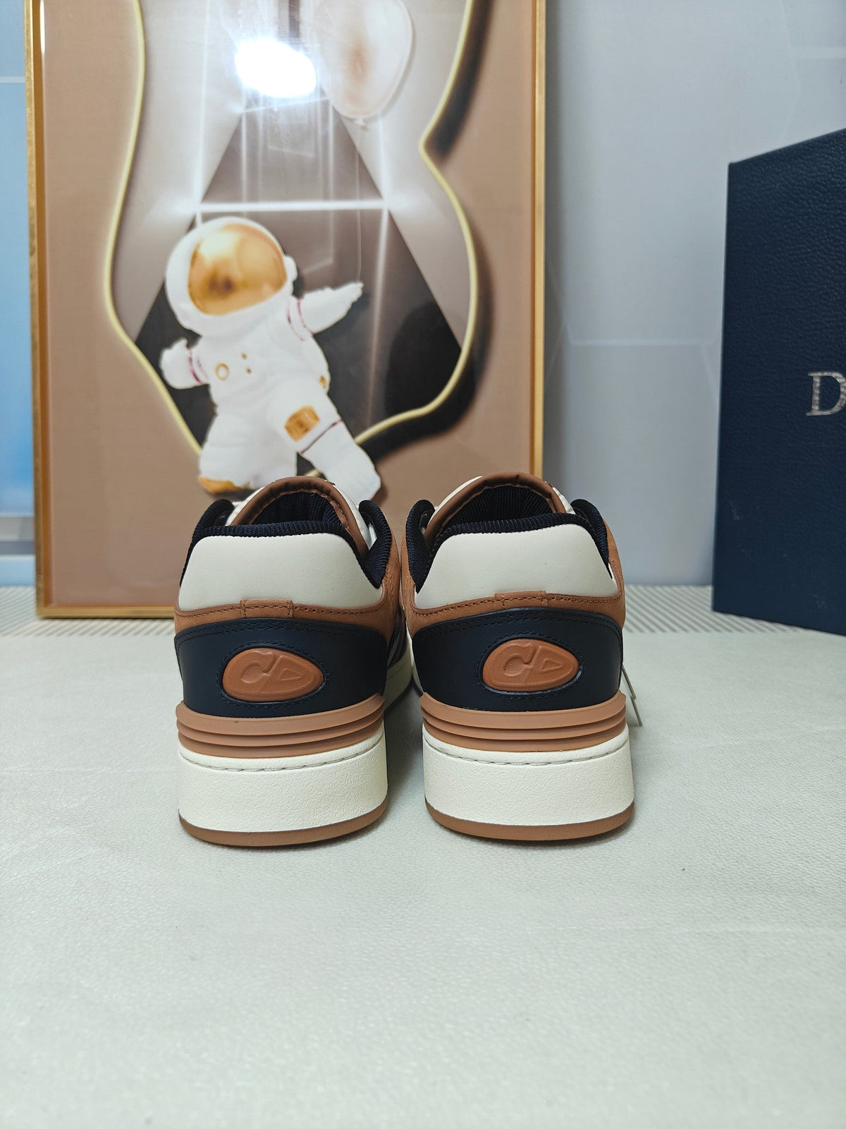 Dior 26s Low-Top Sneaker In White & Brown And Black Calfskin