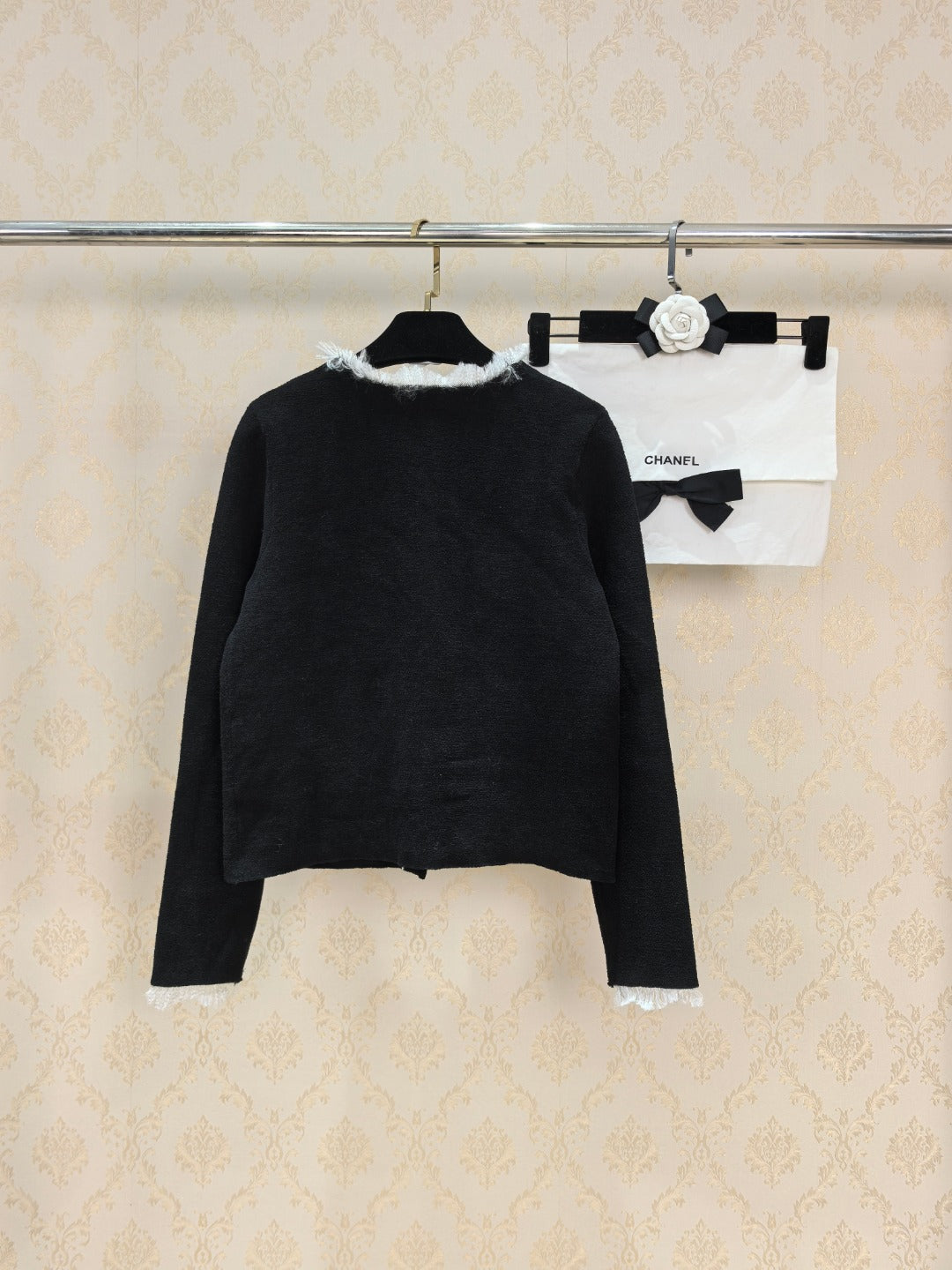 Chanel 26s Cardigan Black White Knit 448122