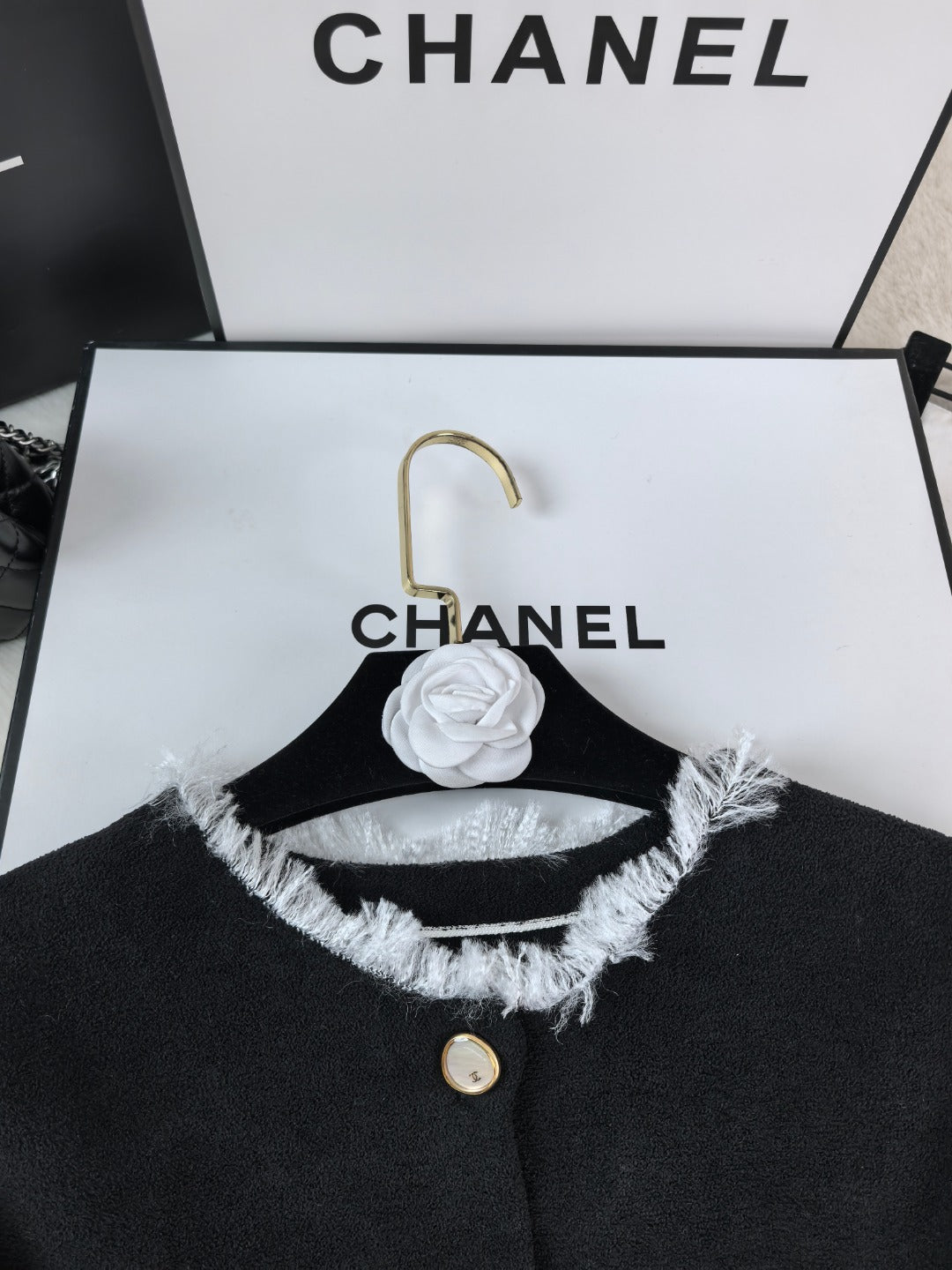 Chanel 26s Cardigan Black White Knit 448122
