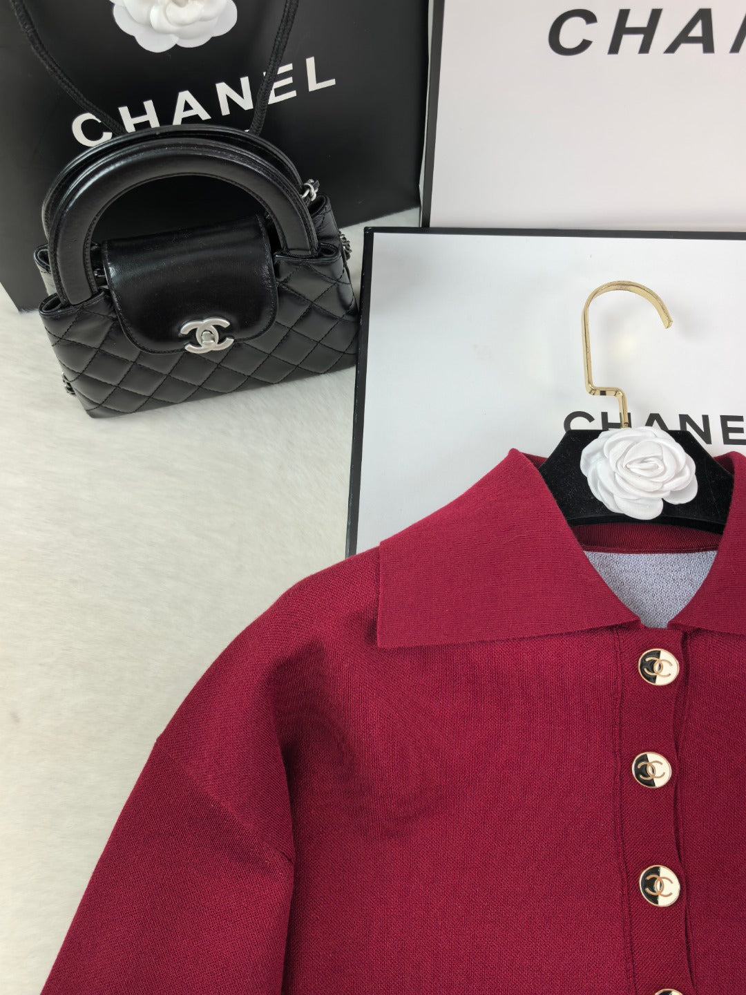 Chanel 26s Polo Red Black Knit 448118