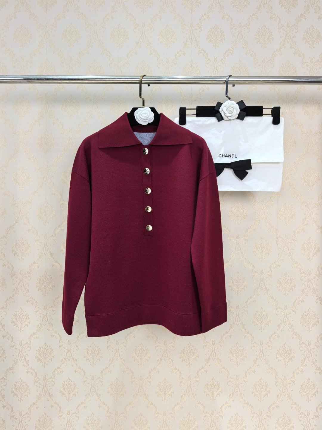Chanel 26s Polo Red Black Knit 448118