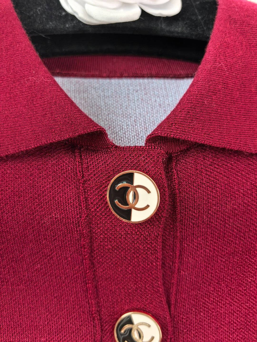Chanel 26s Polo Red Black Knit 448118