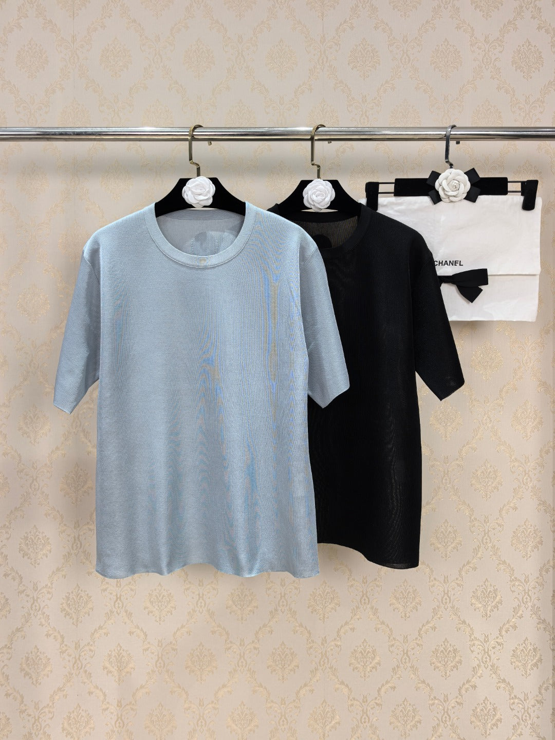 Chanel 26s T-Shirt Blue Black Knit 448119