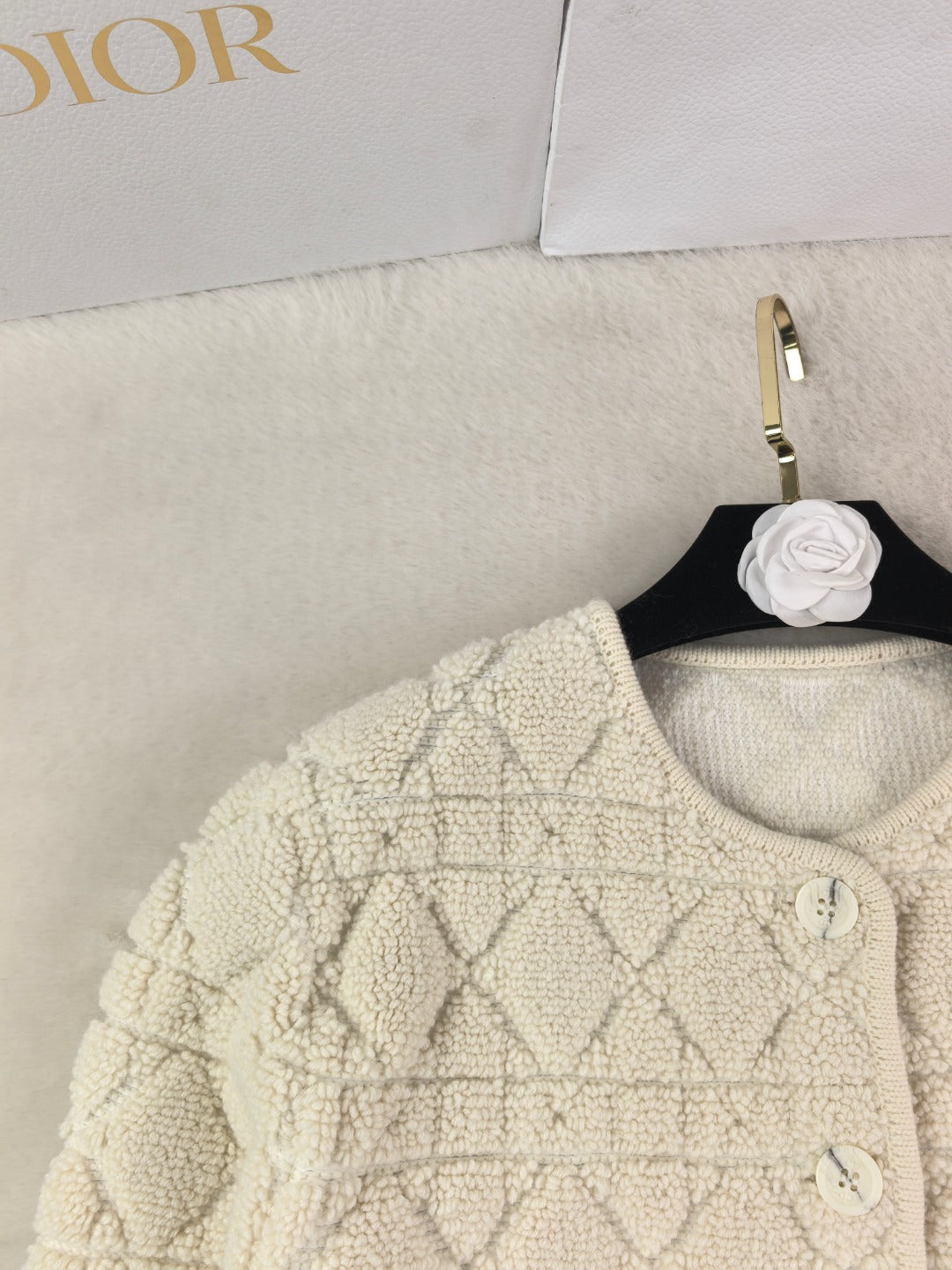 Dior 26s Cardigan White Black Knit 448114