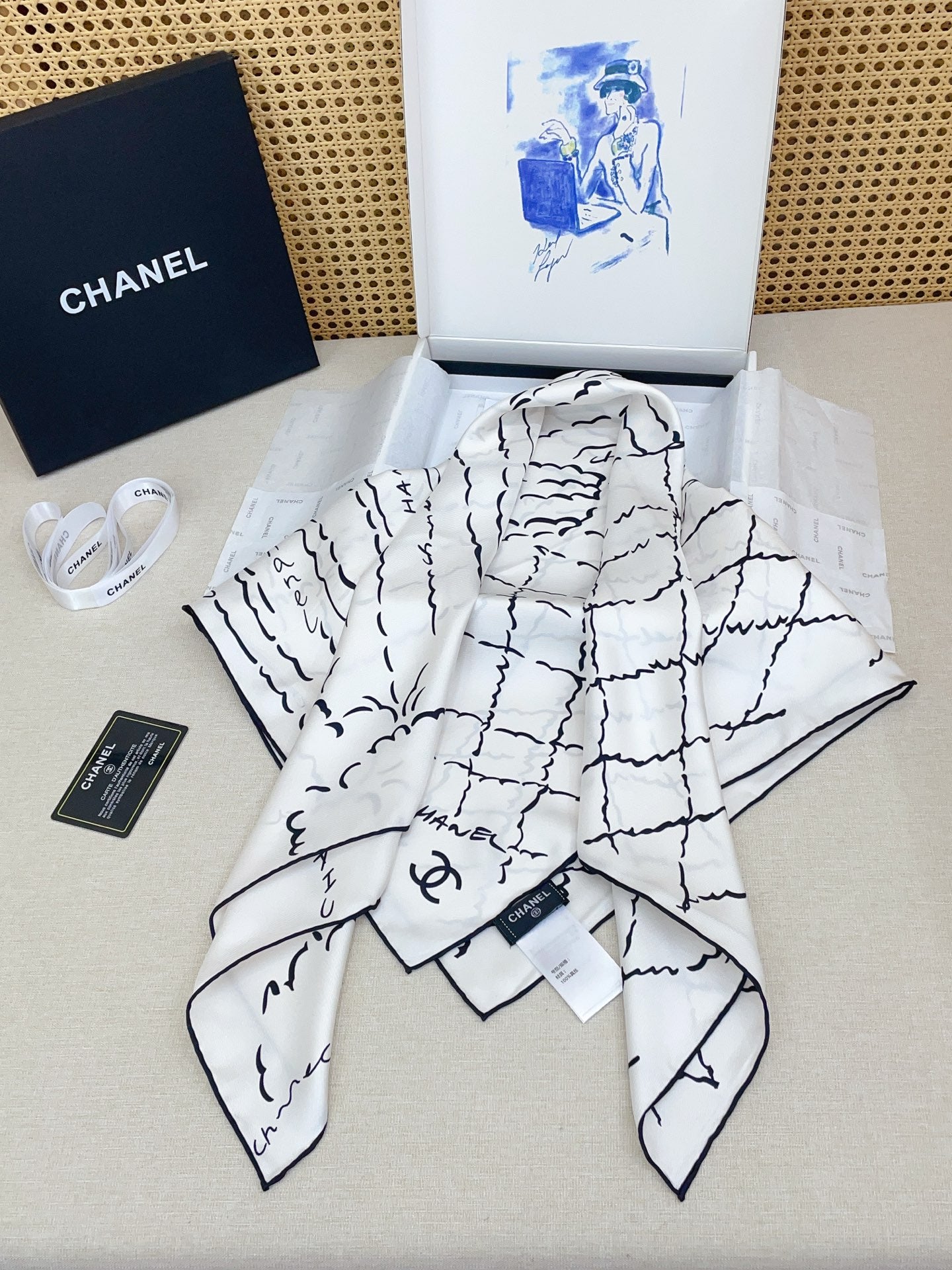 CC 2025/26 Scarf 90x90 White Twill Silk 223498