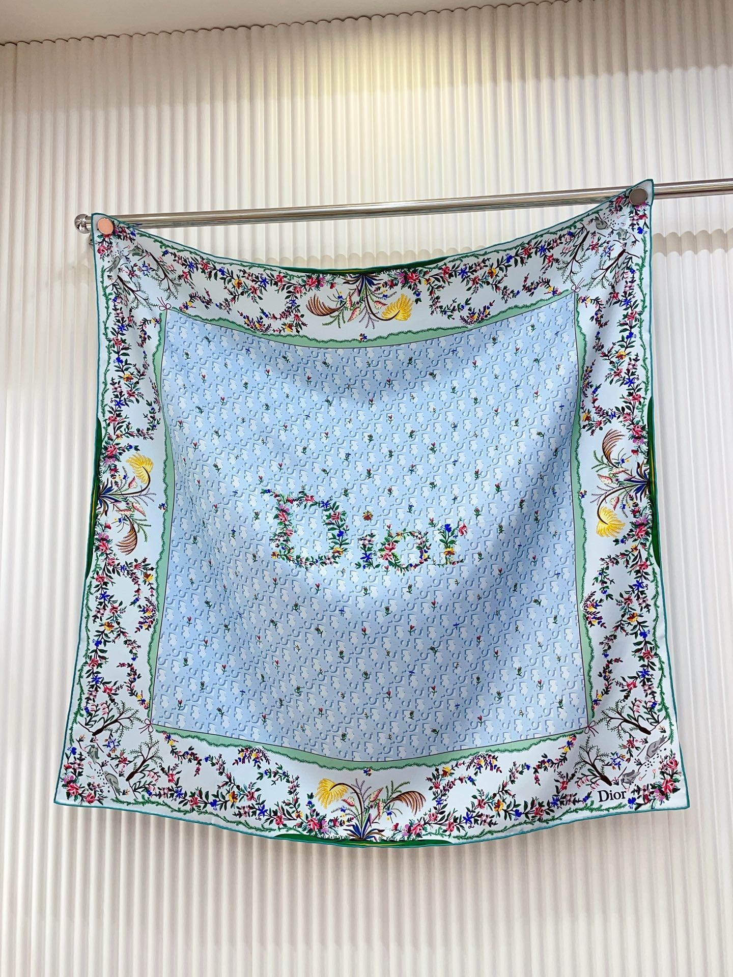 CD Dioramour Scarf 90x90 Blue Colorful Twill Silk 223493