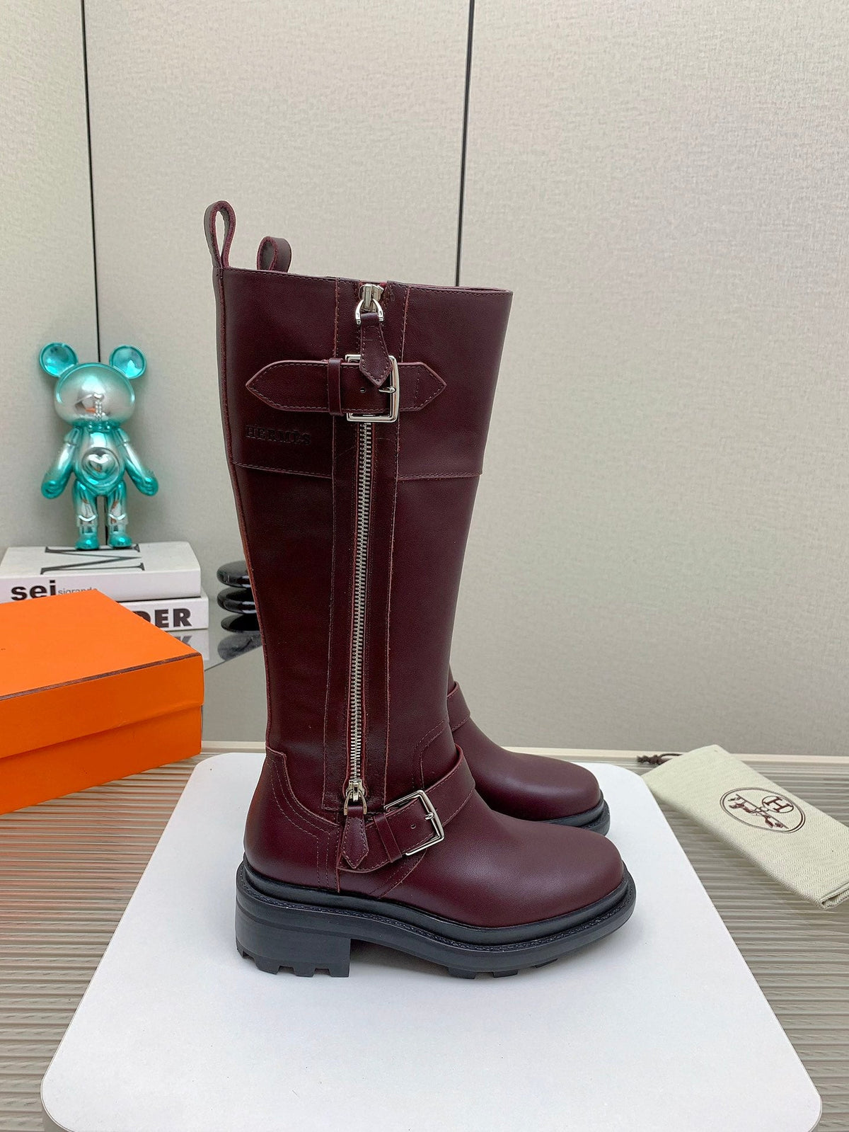 HM 26s Jaime Knee-High Boots Burgundy Leather 160388