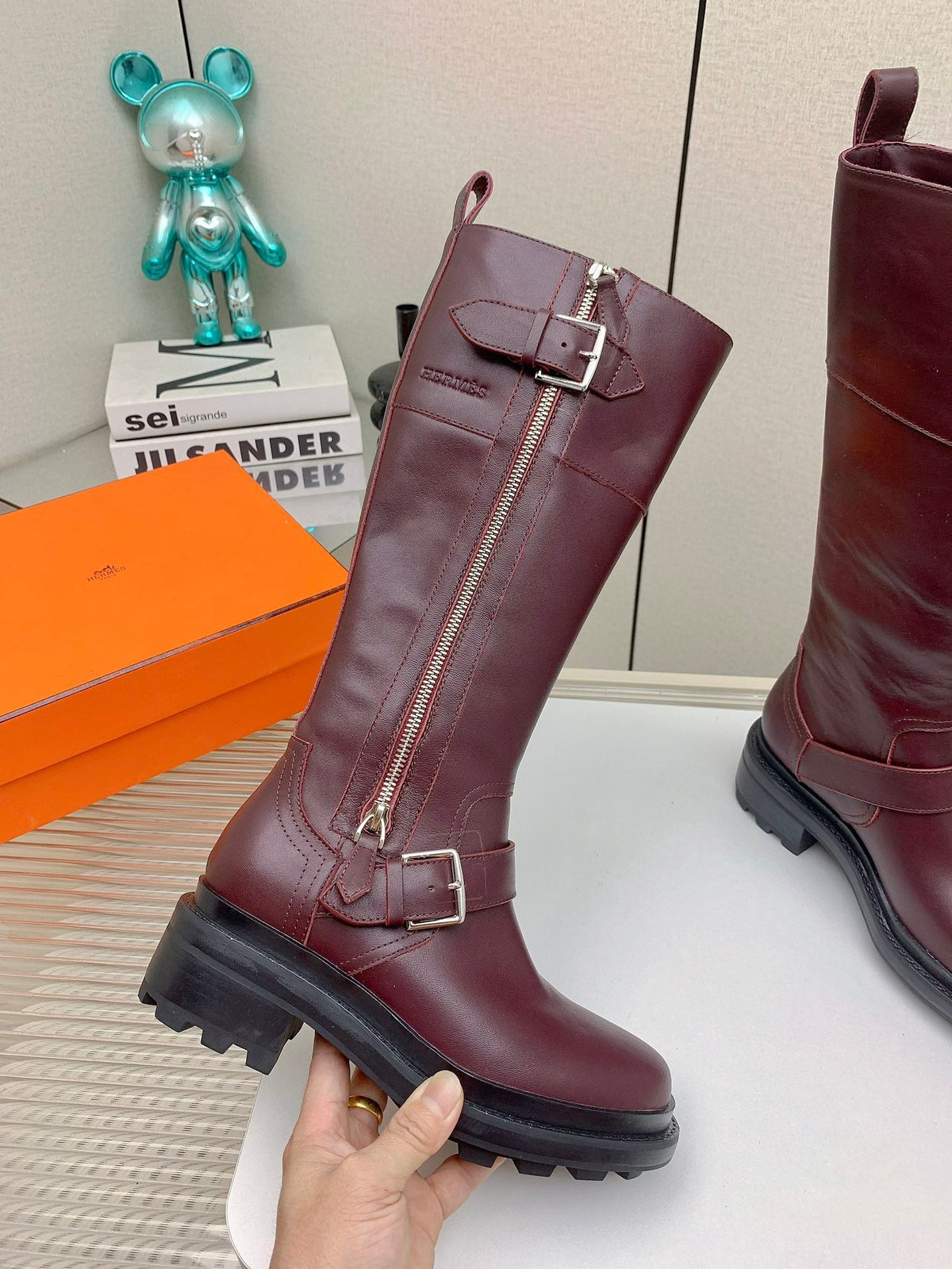 HM 26s Jaime Knee-High Boots Burgundy Leather 160388