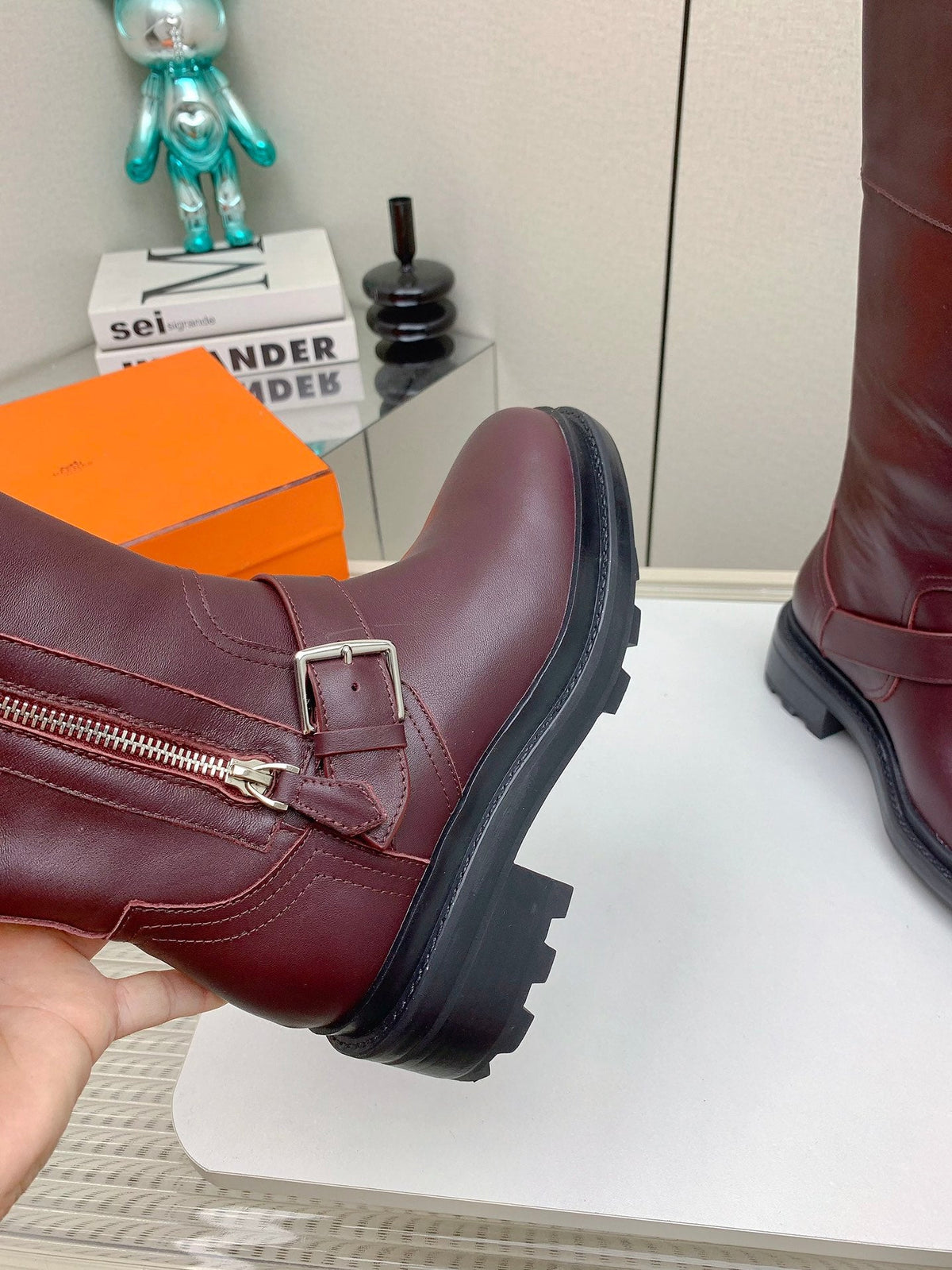 HM 26s Jaime Knee-High Boots Burgundy Leather 160388