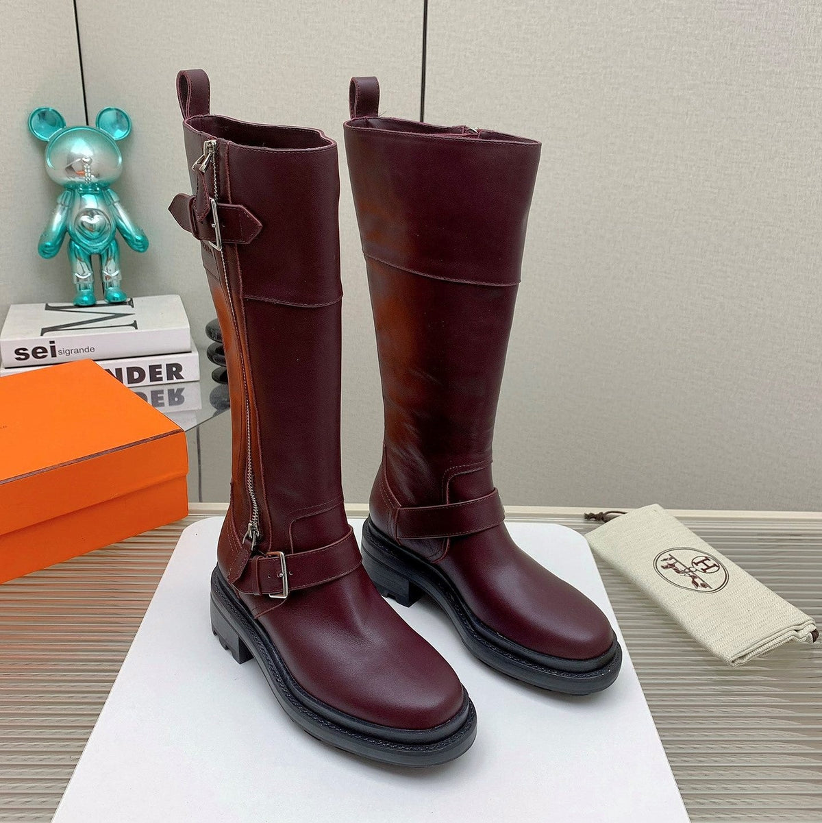 HM 26s Jaime Knee-High Boots Burgundy Leather 160388