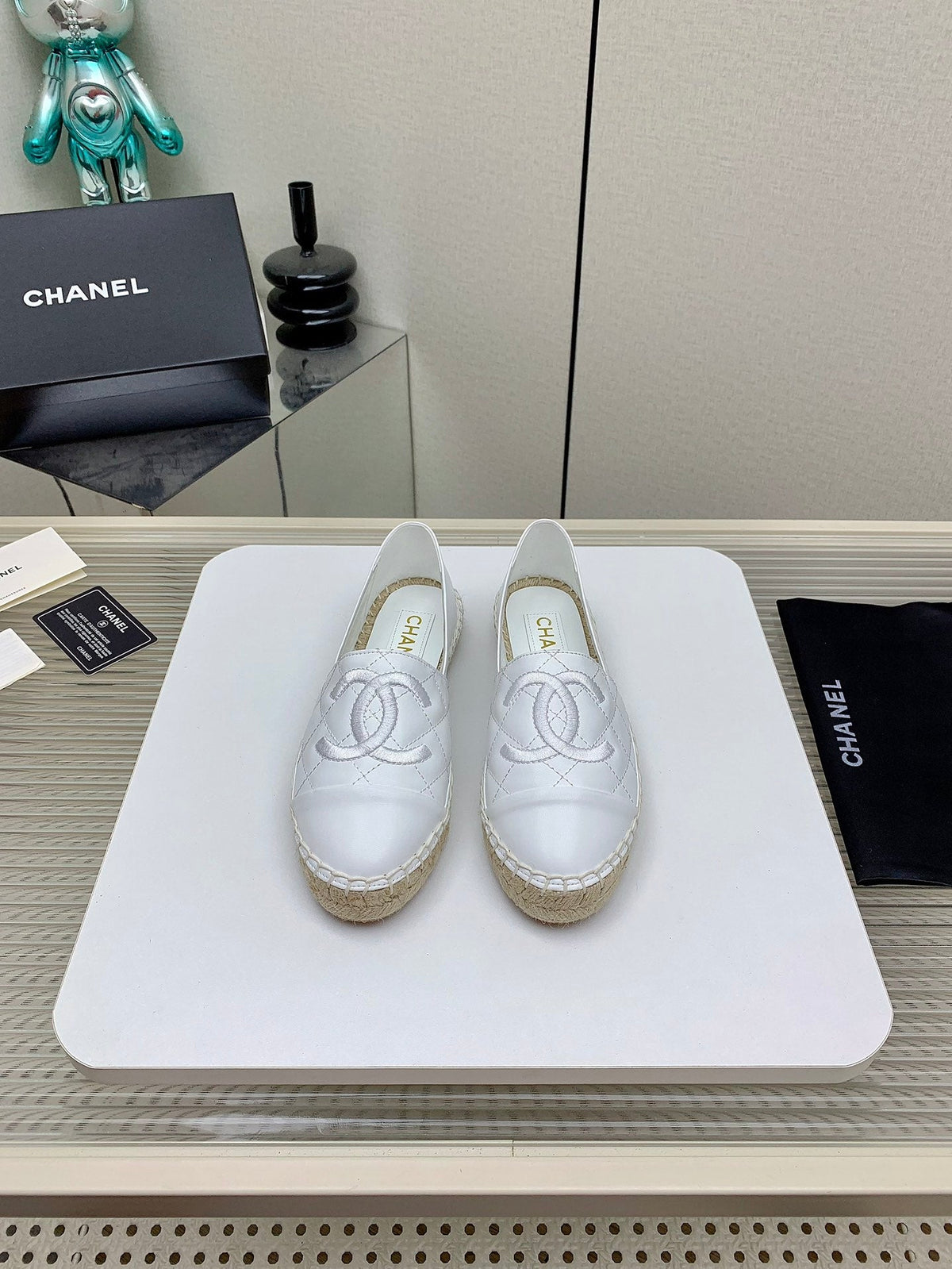 CC 26s Espadrilles Flats White Lambskin Leather 163529