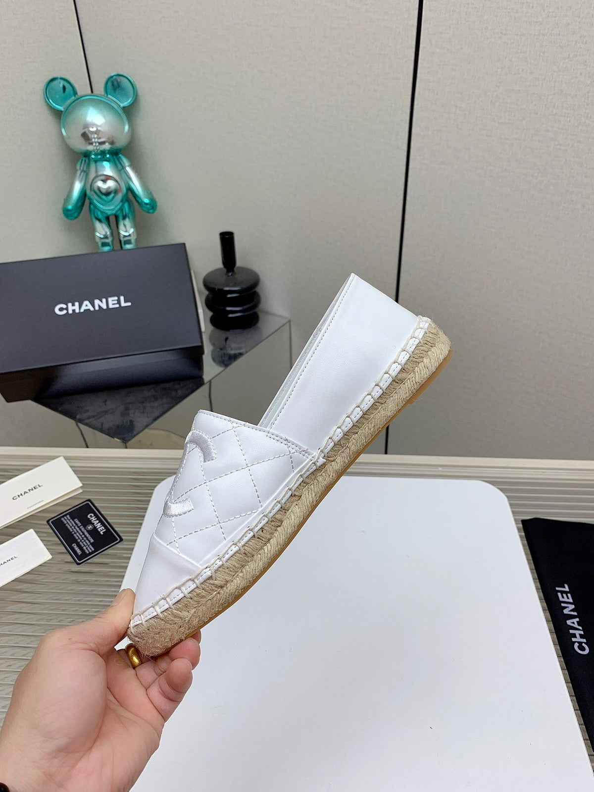 CC 26s Espadrilles Flats White Lambskin Leather 163529