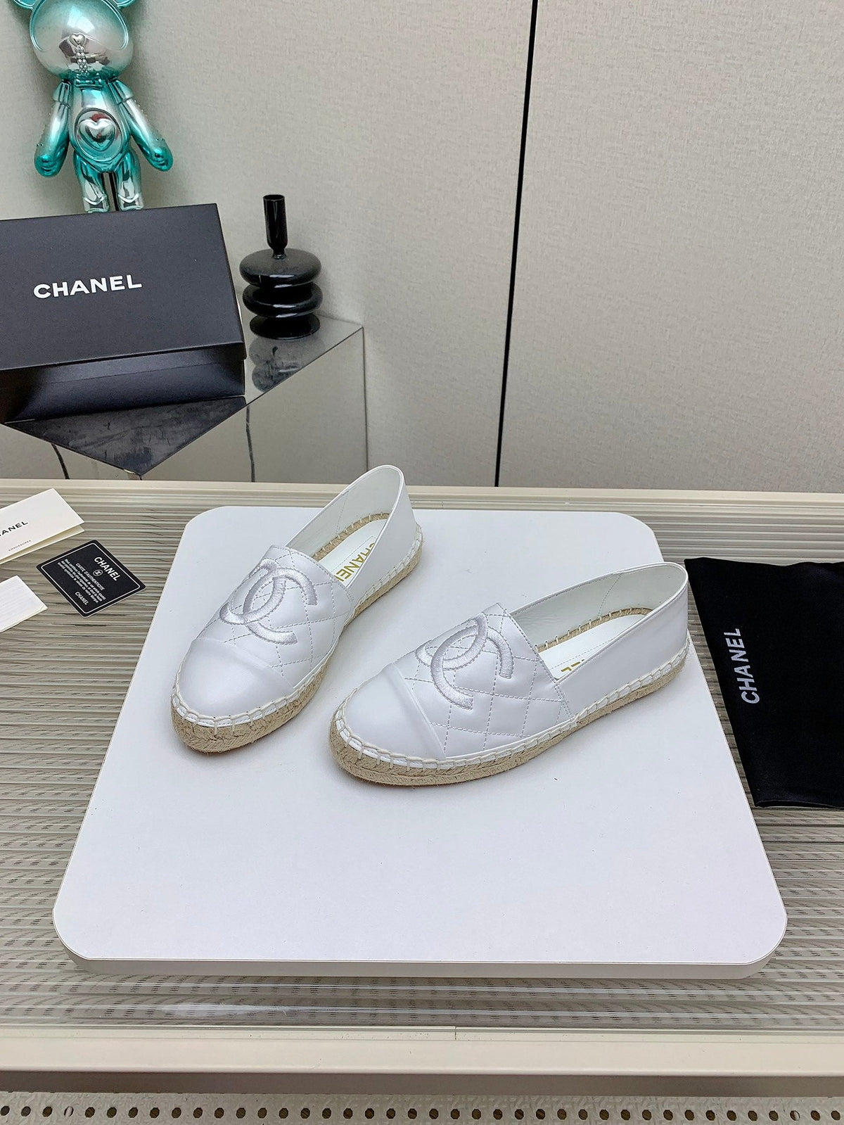 CC 26s Espadrilles Flats White Lambskin Leather 163529