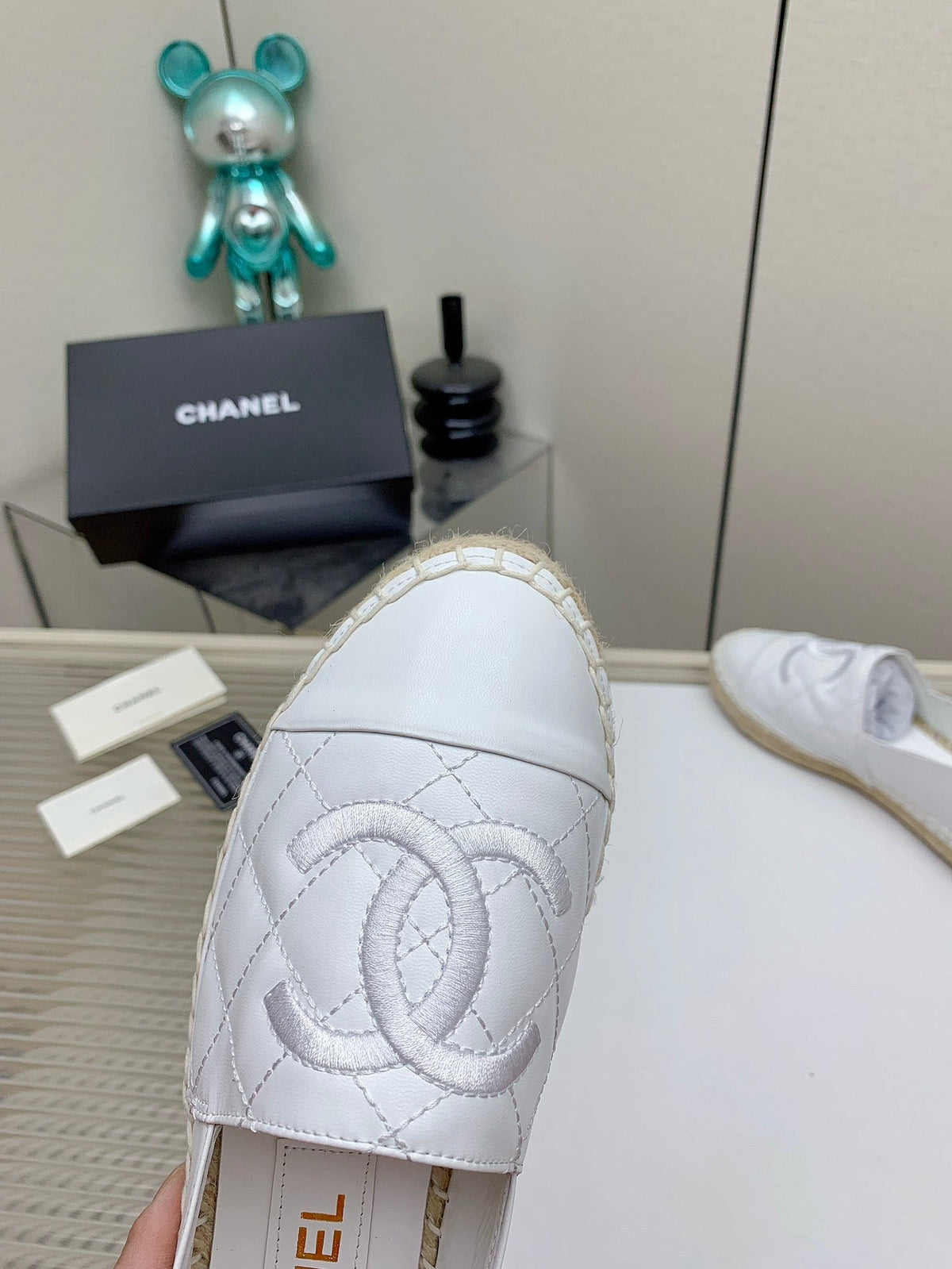 CC 26s Espadrilles Flats White Lambskin Leather 163529