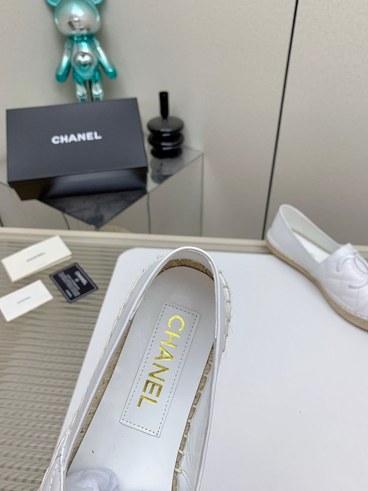 CC 26s Espadrilles Flats White Lambskin Leather 163529
