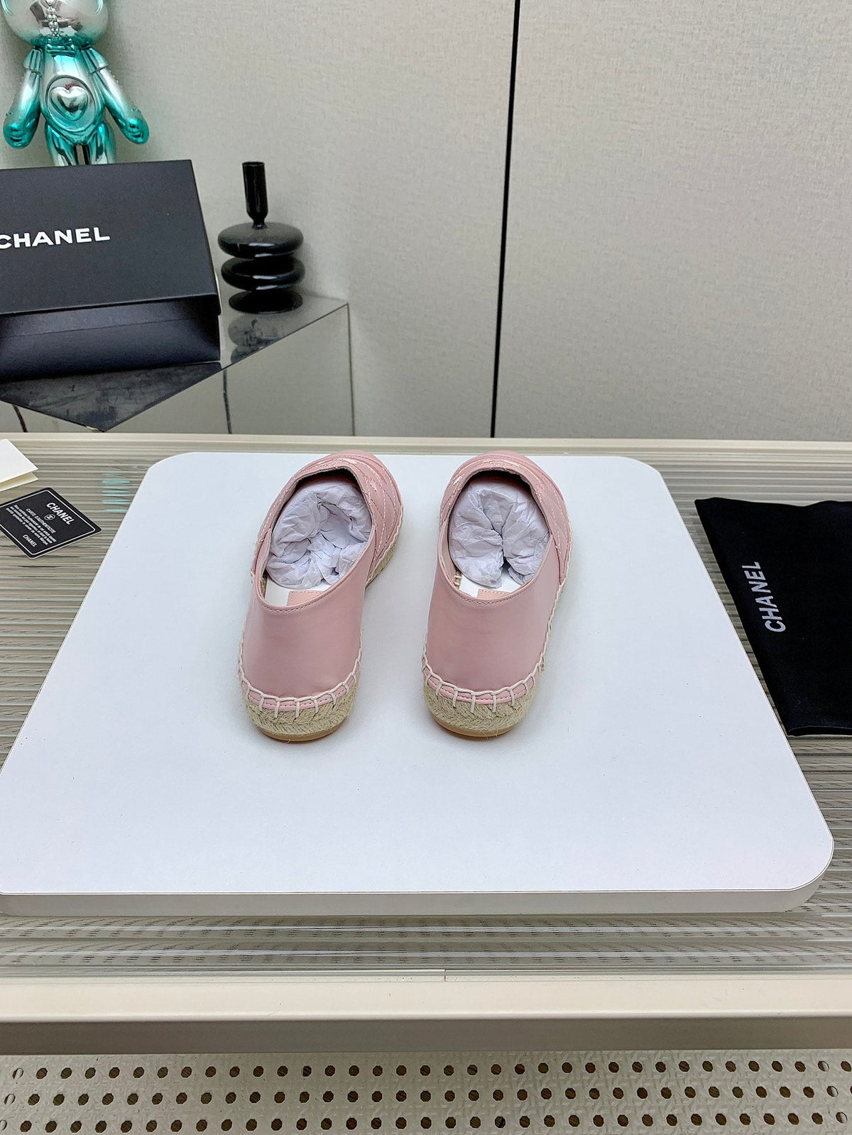 CC 26s Espadrilles Flats Pink Lambskin Leather 163526
