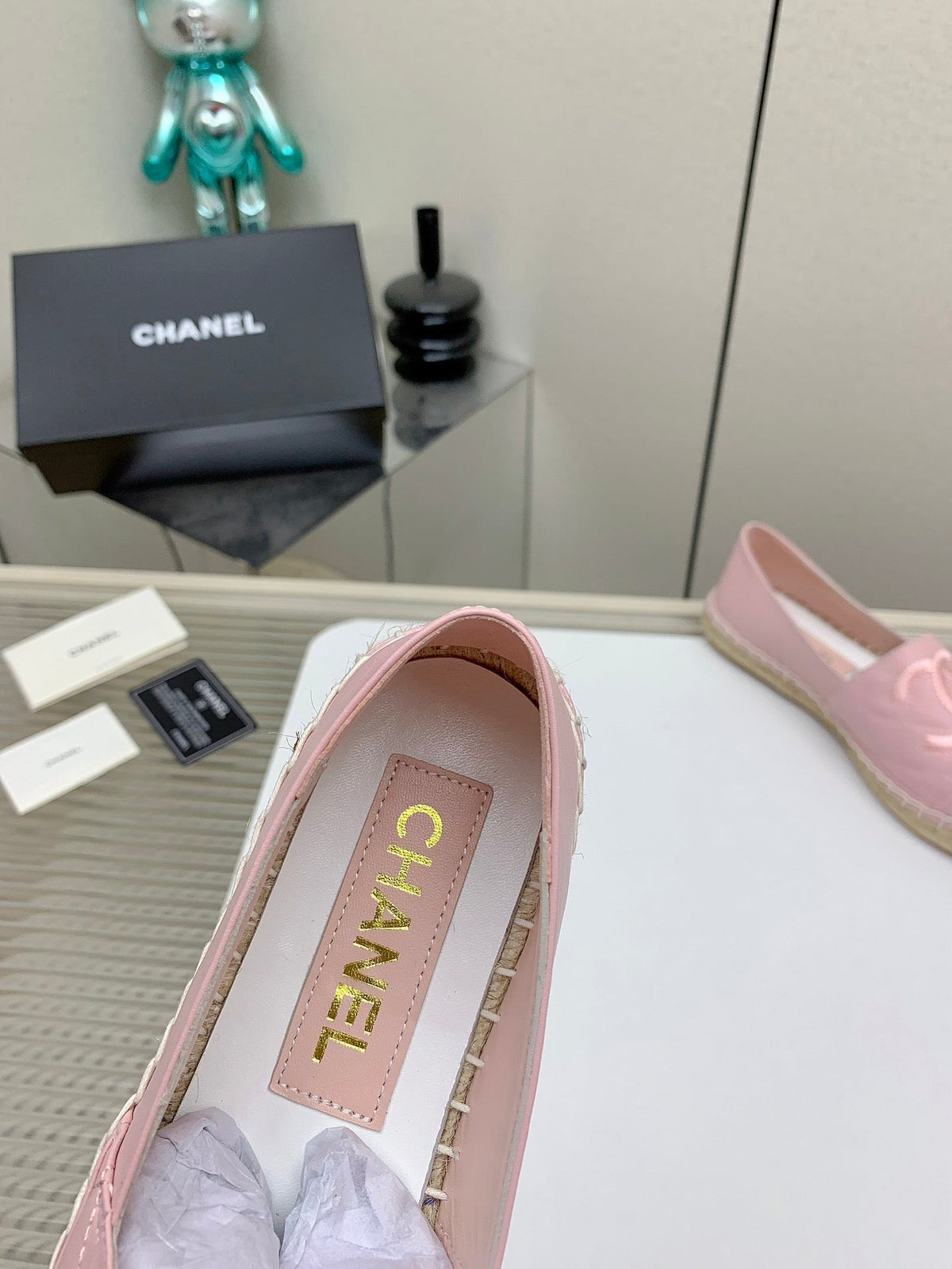 CC 26s Espadrilles Flats Pink Lambskin Leather 163526