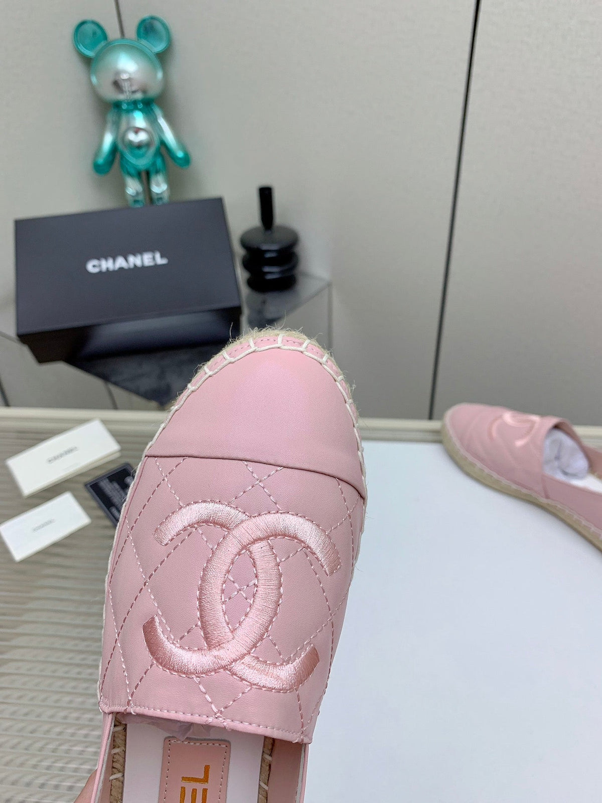 CC 26s Espadrilles Flats Pink Lambskin Leather 163526