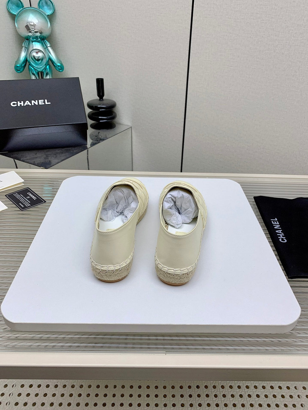 CC 26s Espadrilles Flats Beige Lambskin Leather 163528
