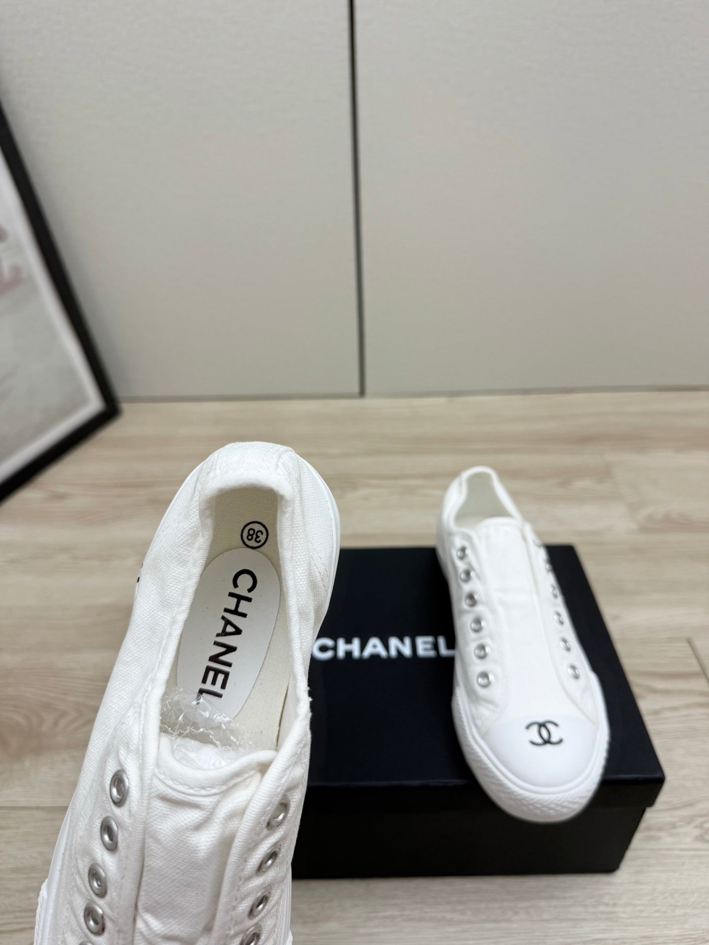 CC 26s Laceless Sneakers White Canvas Rubber 940857