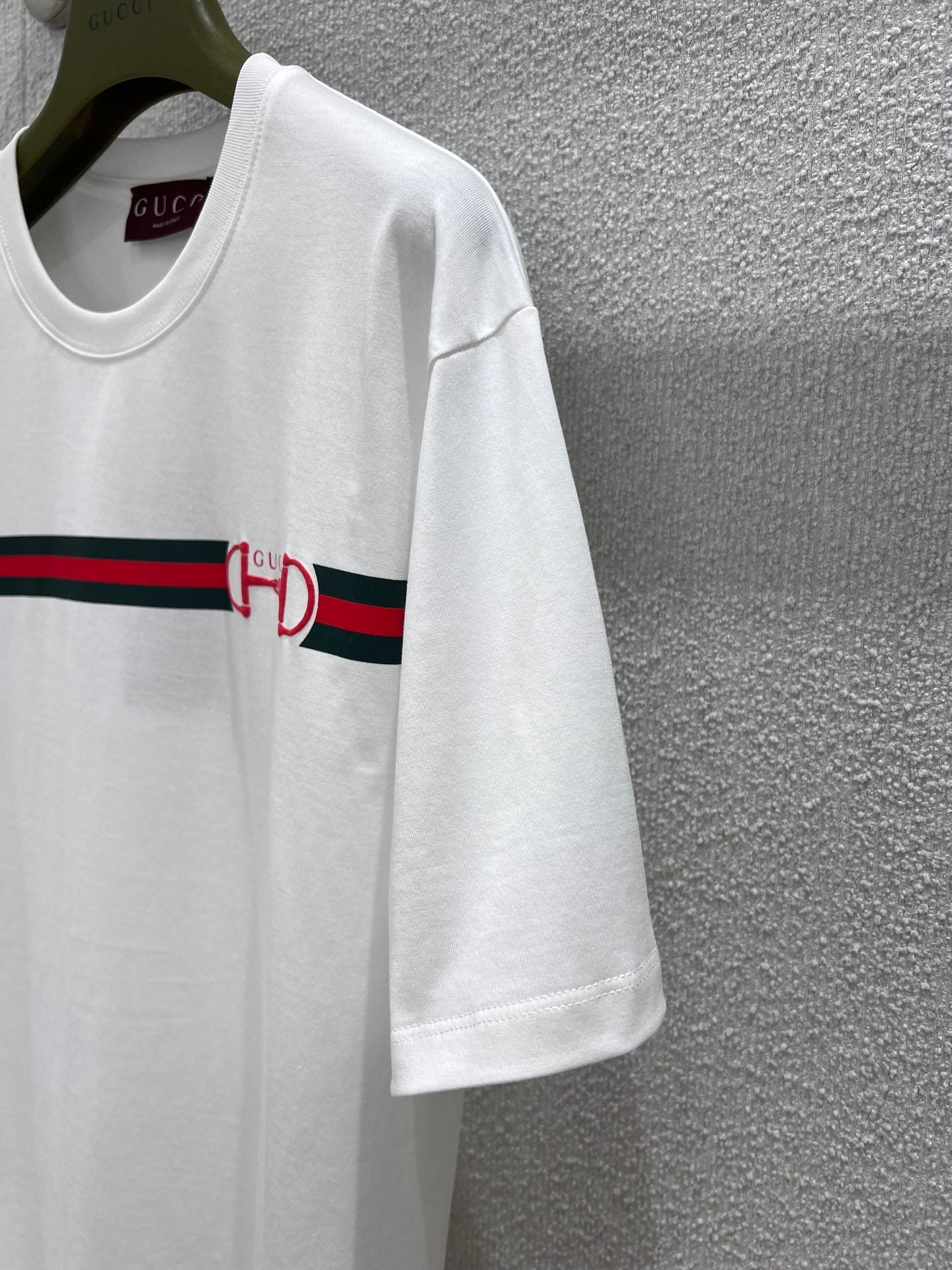 GG Web Stripe Printed Cotton T-Shirt White Cotton 344093