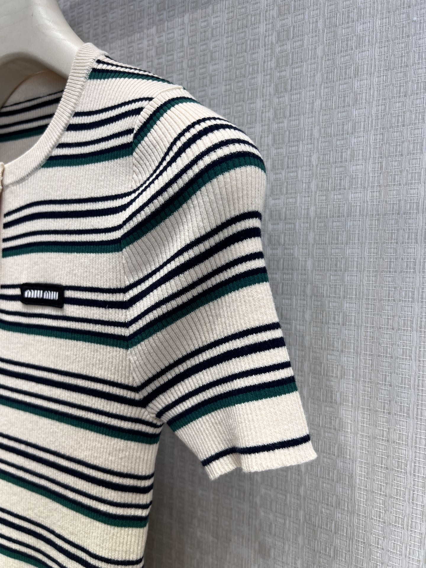 Miu 26s Striped Knit Top Cotton 370146