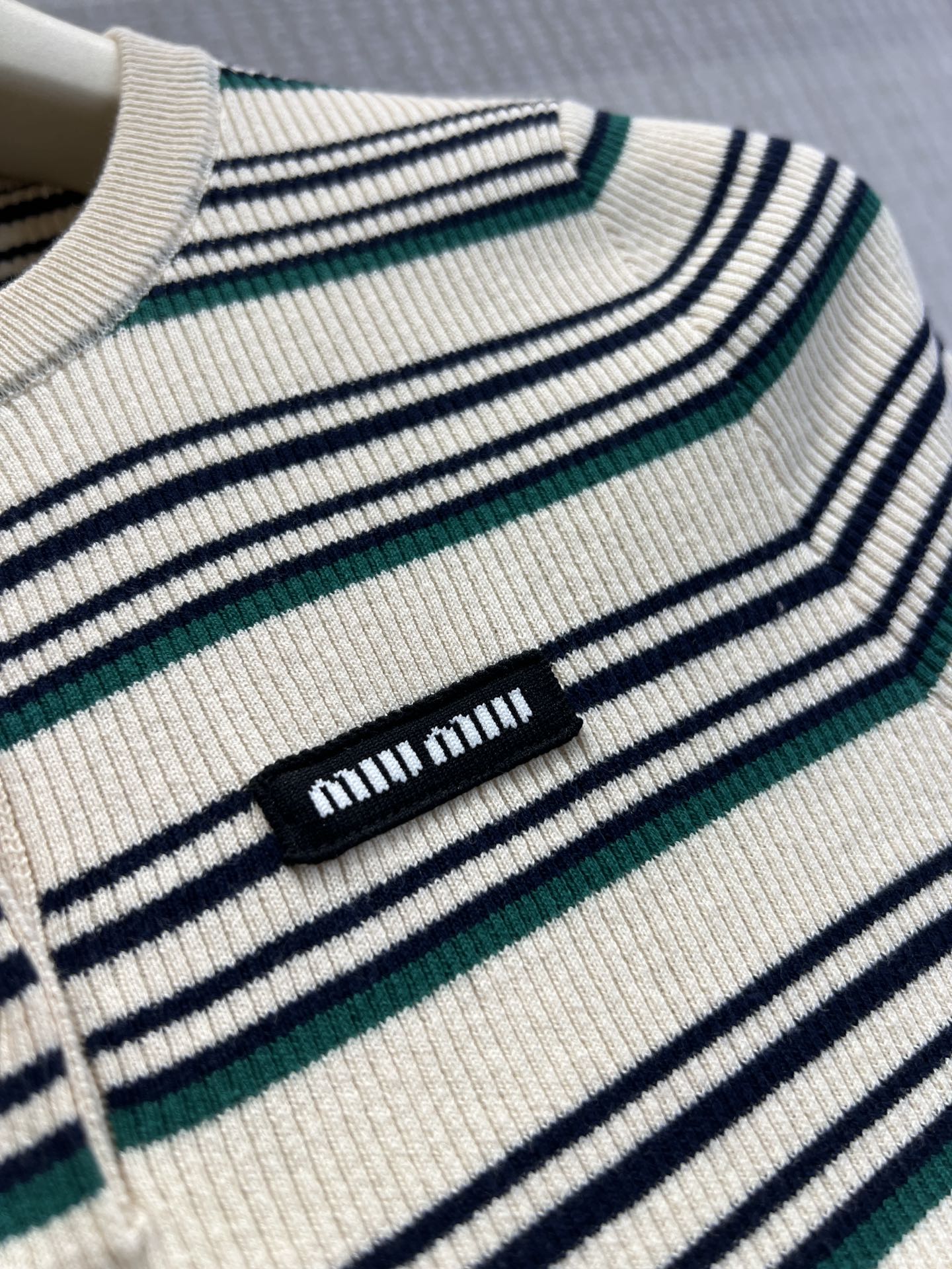 Miu 26s Striped Knit Top Cotton 370146