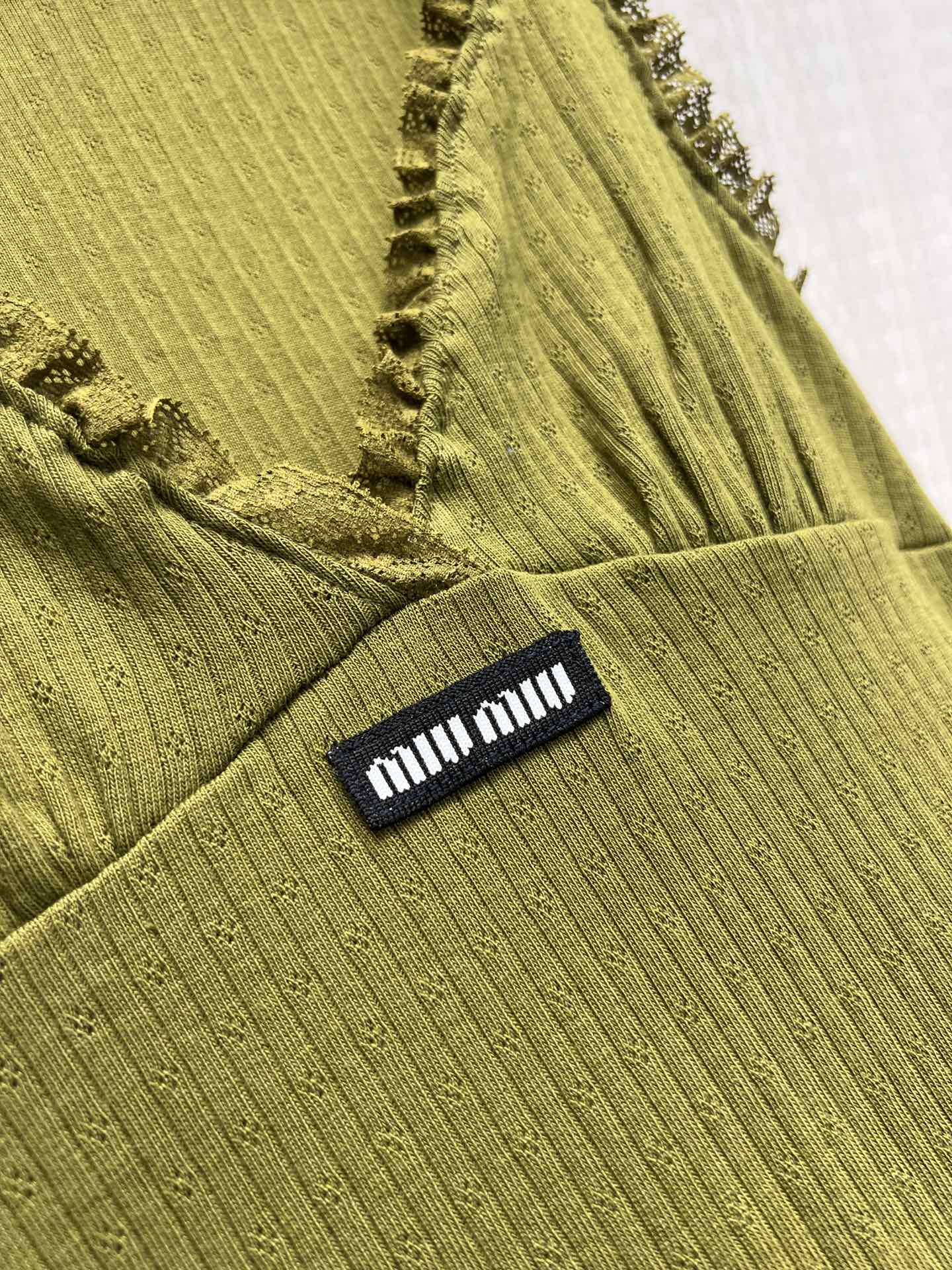 Miu Garment-Dyed Mini Dress Olive Green Cotton