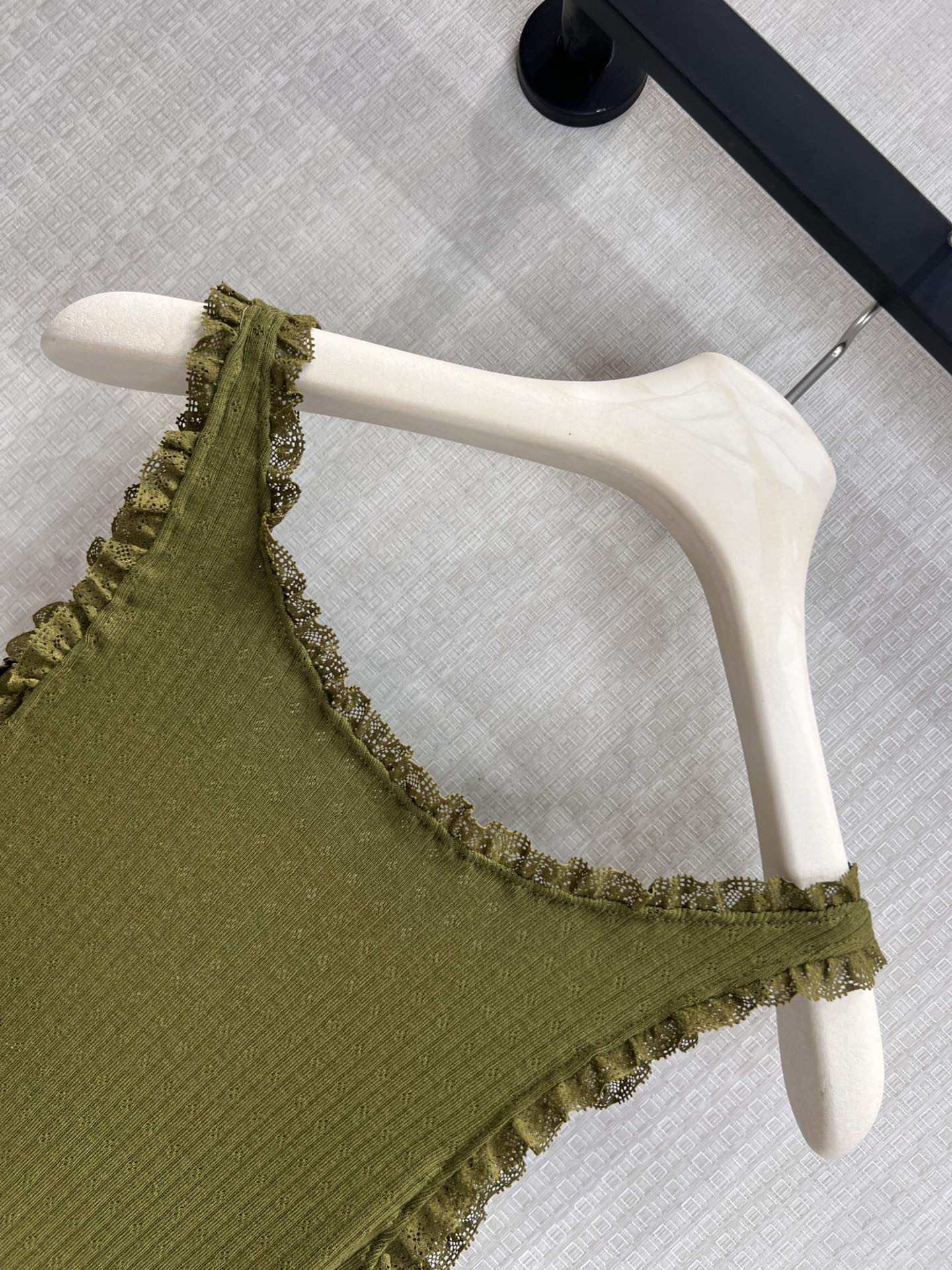 Miu Garment-Dyed Mini Dress Olive Green Cotton