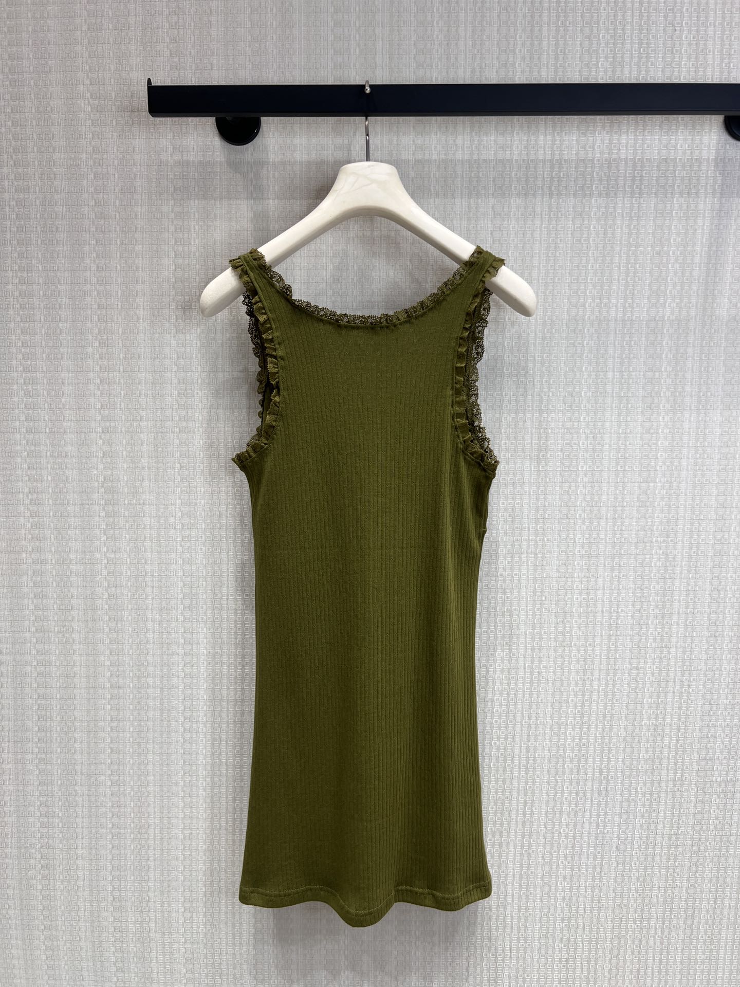Miu Garment-Dyed Mini Dress Olive Green Cotton