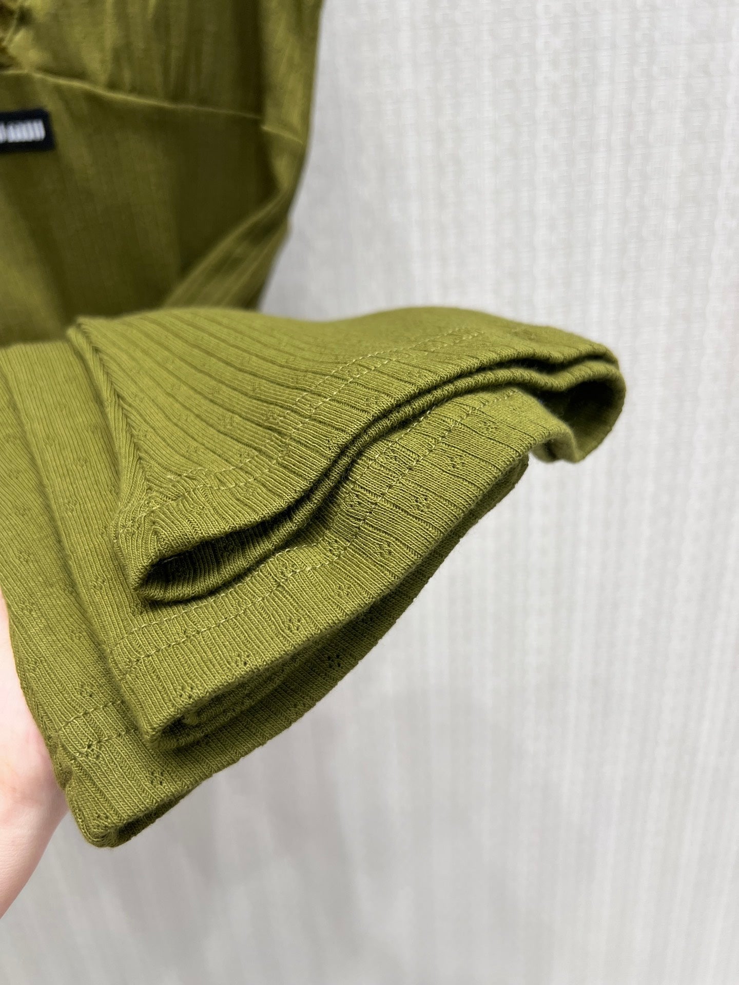 Miu Garment-Dyed Mini Dress Olive Green Cotton