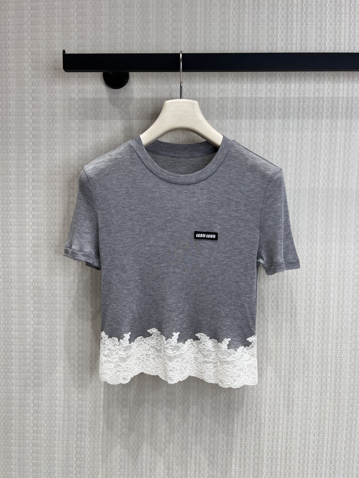Miu 26s Jersey Top Grey Silk 370175