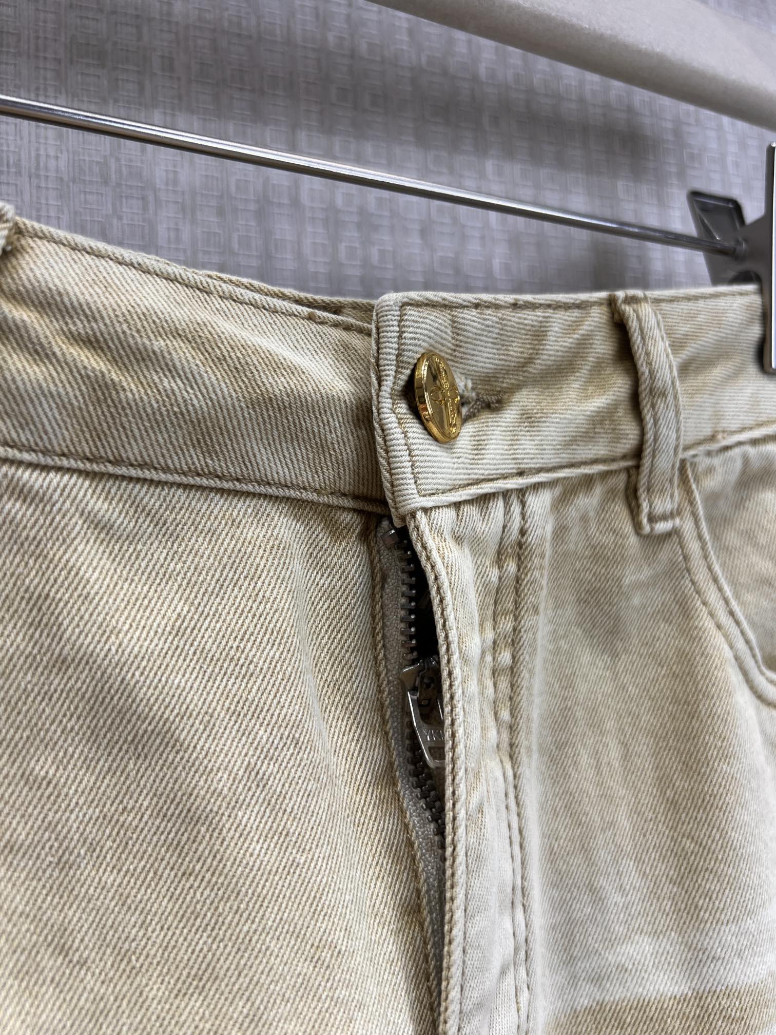 Annsevenwang Short Light Yellow Denim