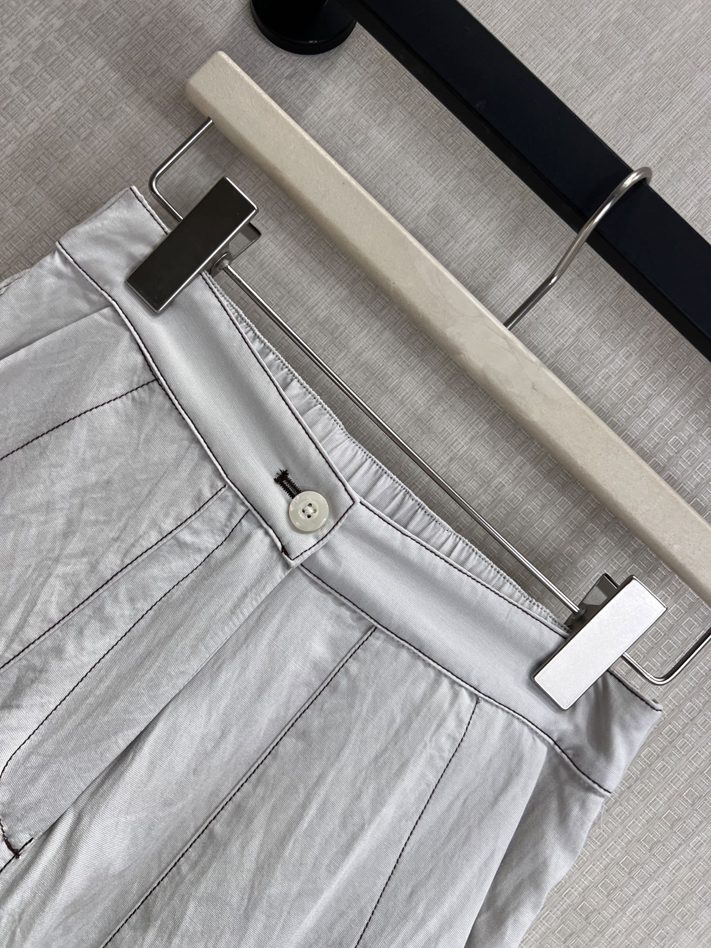 Prada Chambray Jersey Short White Grey Cotton