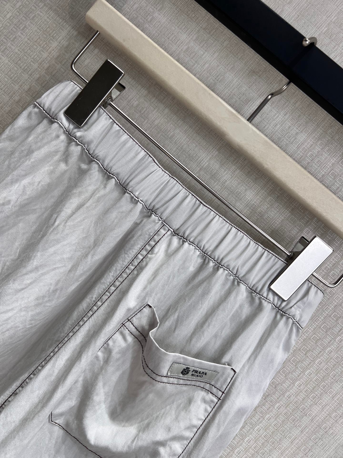 Prada Chambray Jersey Short White Grey Cotton