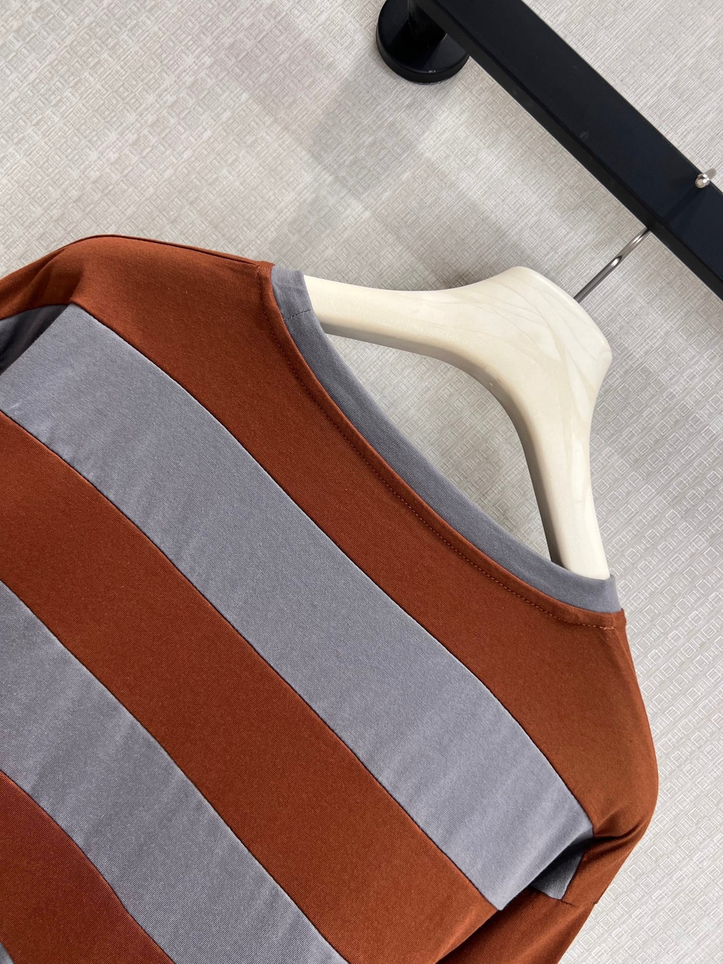 Miu Striped Jersey Sweatshirt Brown Grey Cotton