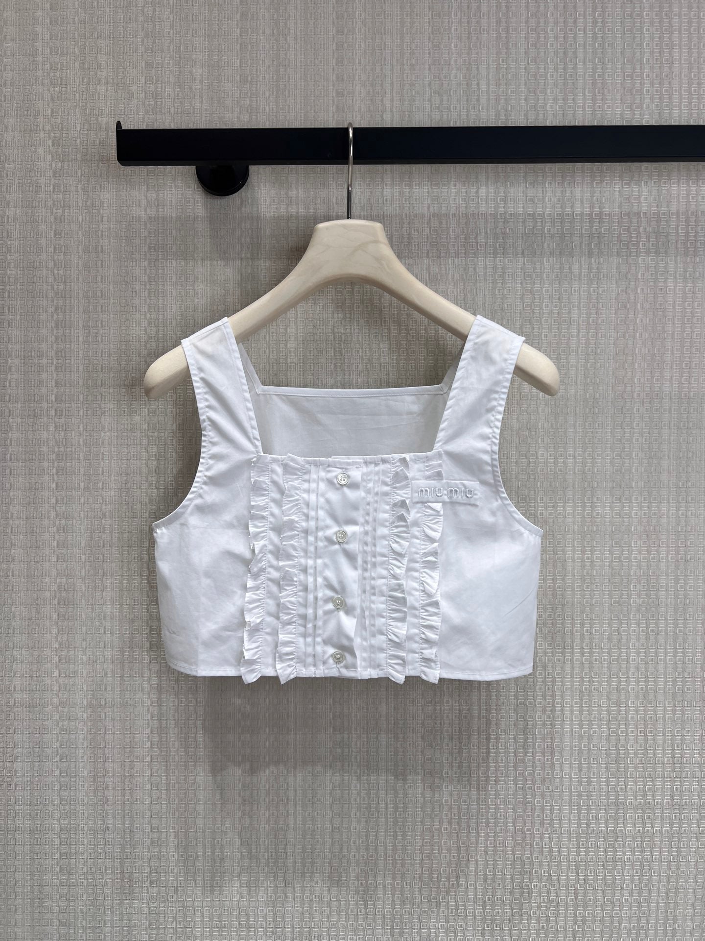 Miu Poplin Crop Top White Cotton