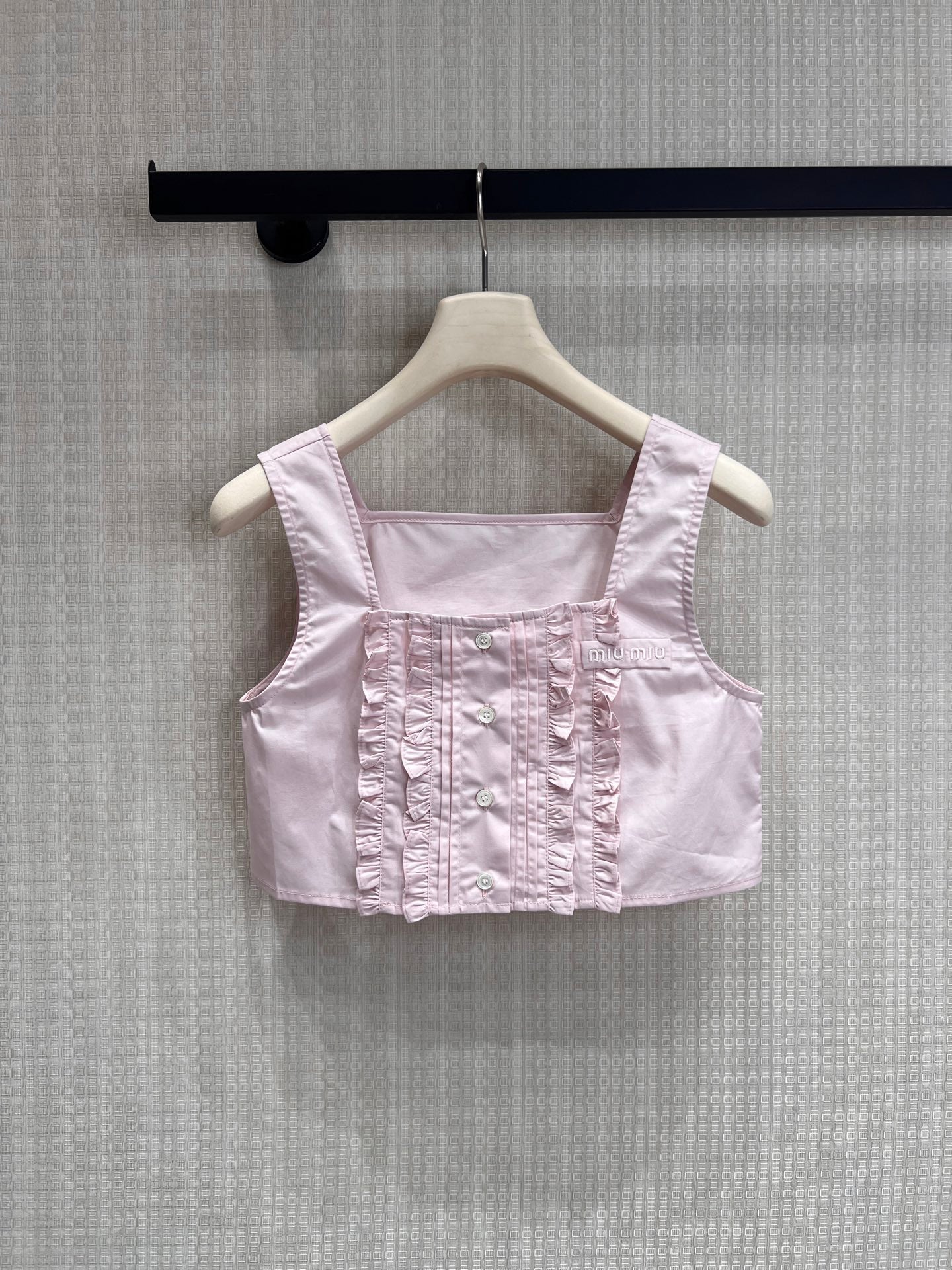 Miu Poplin Crop Top Alabaster Pink Cotton