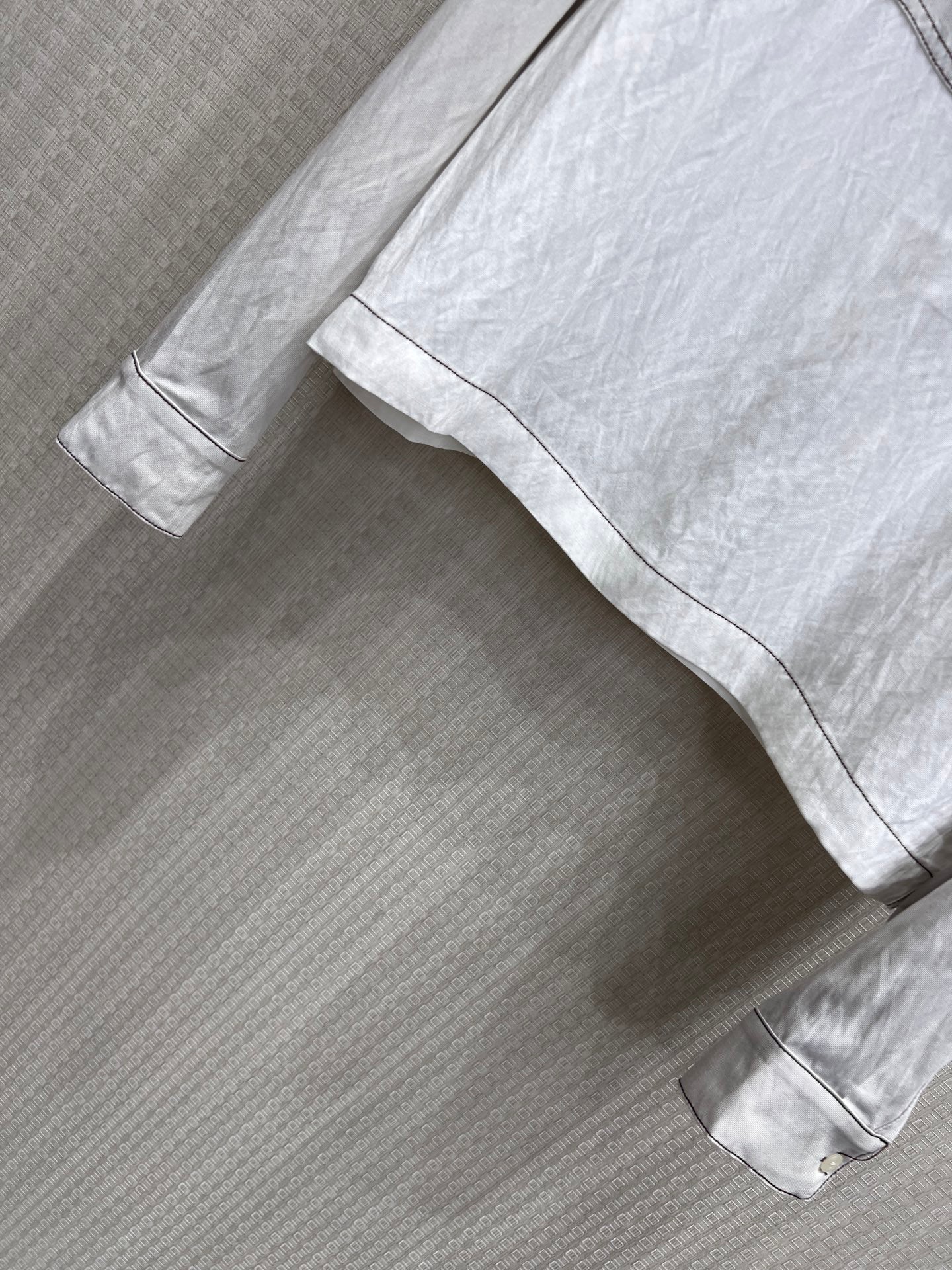 Prada Chambray Jersey Polo Shirt White Grey Cotton