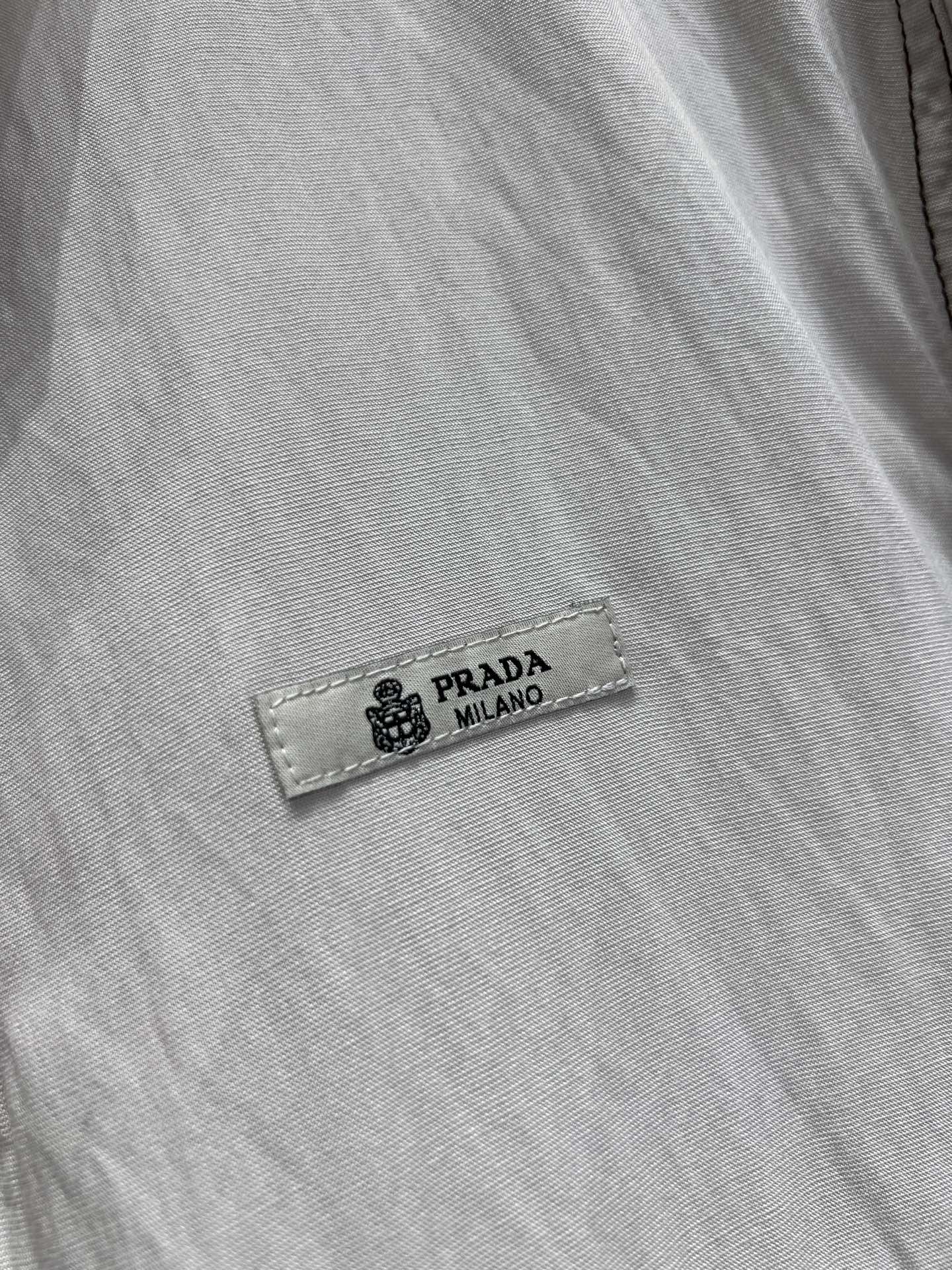 Prada Chambray Jersey Polo Shirt White Grey Cotton