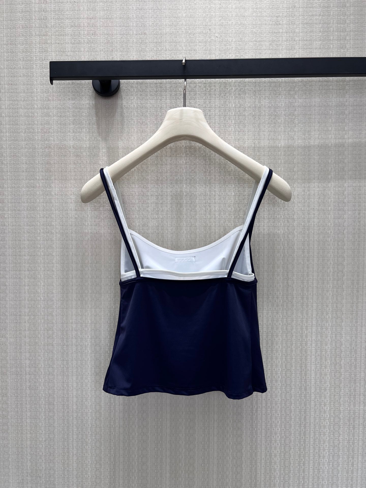 Miu Stretch Jersey Top Navy Blue Nylon 394259