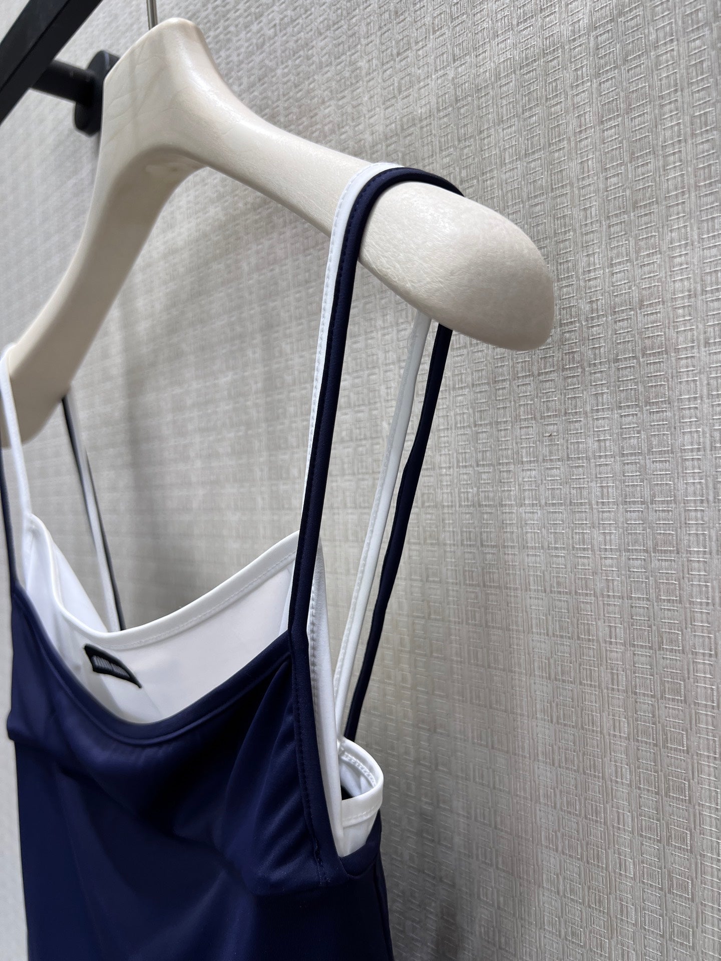 Miu Stretch Jersey Top Navy Blue Nylon 394259